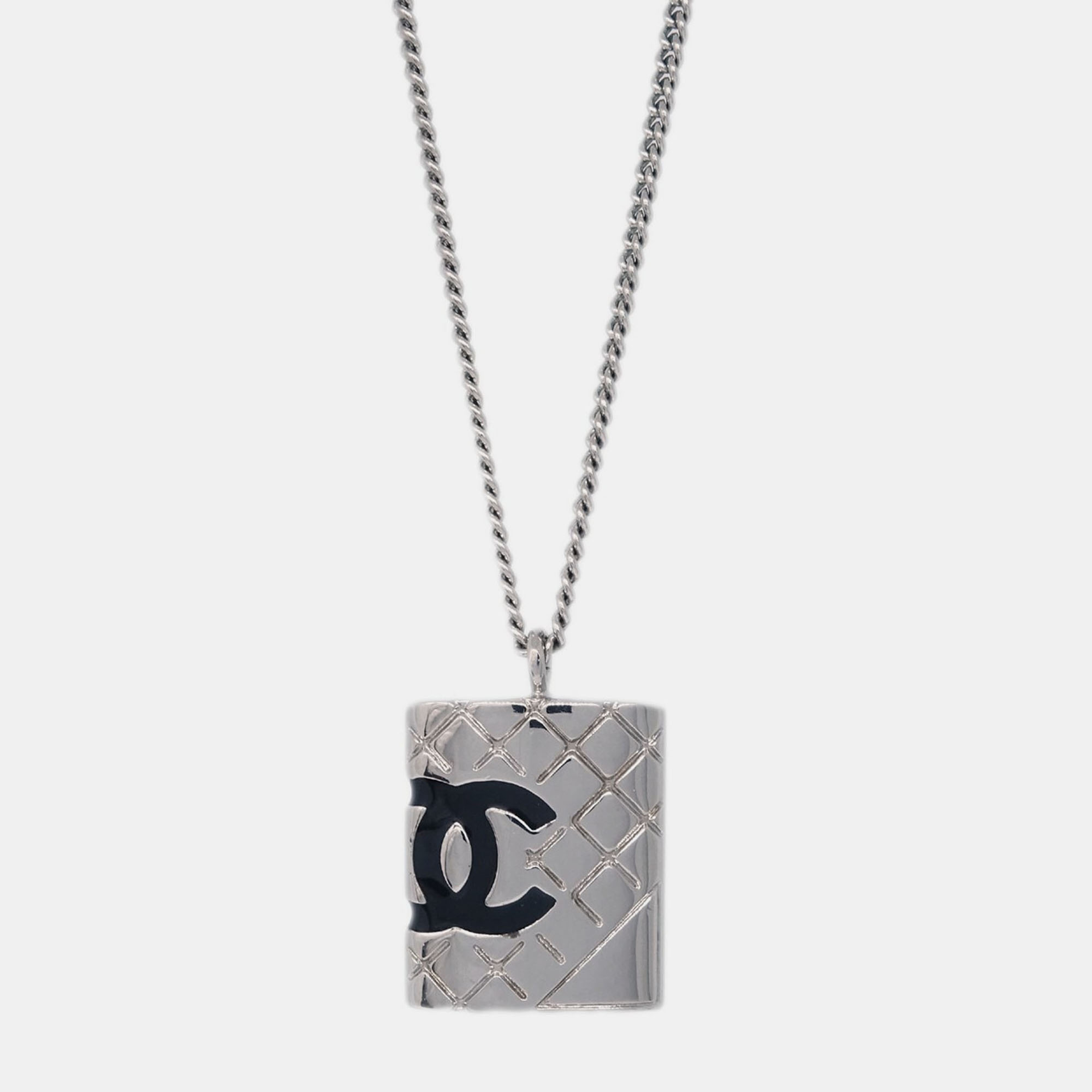 

Chanel Cambon Ligne Chain Necklace Pendant Silver 05C