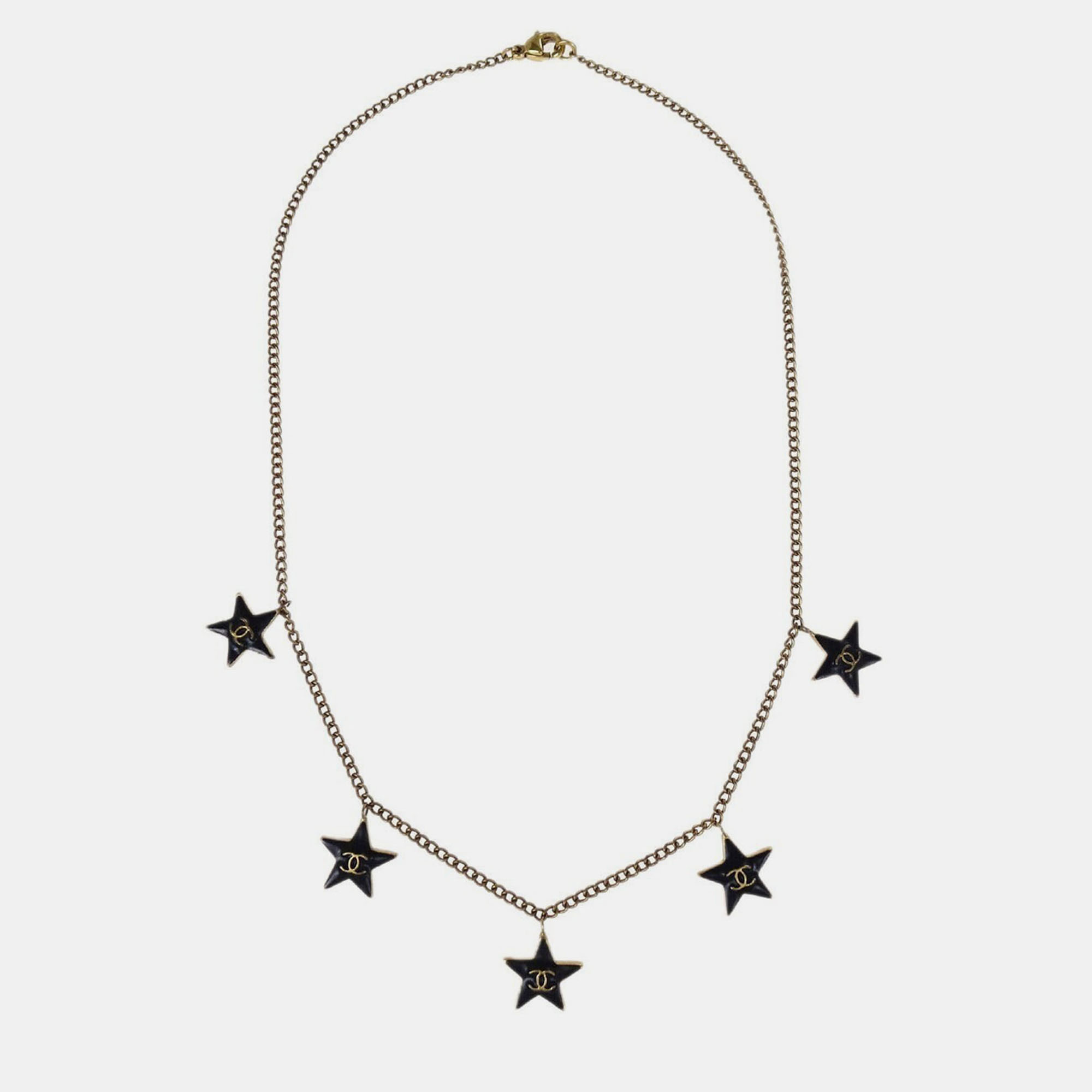 

Chanel Gold Star Pendant Necklace 03A