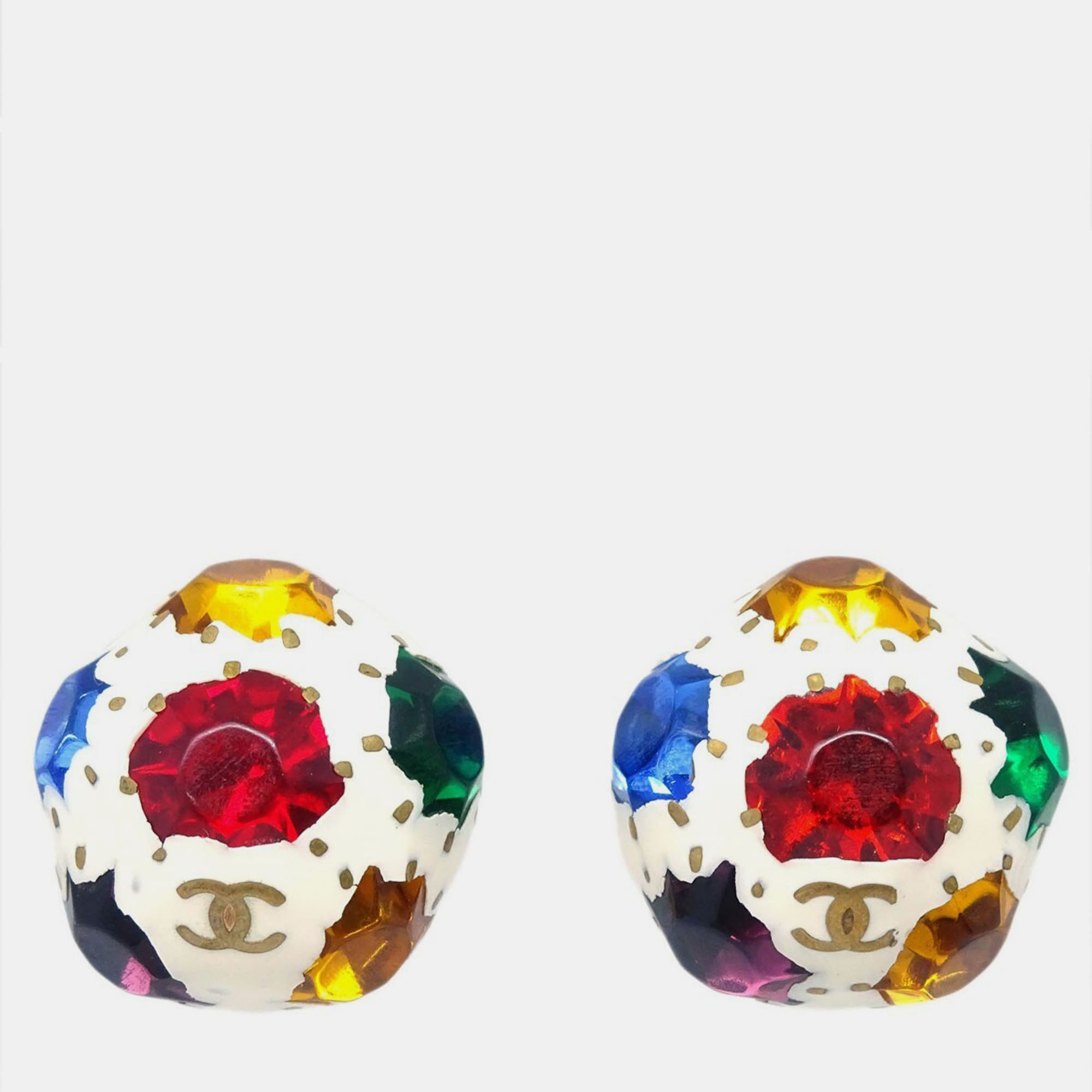 

Chanel Gripoix Acrylic Earrings Clip-On White 98P