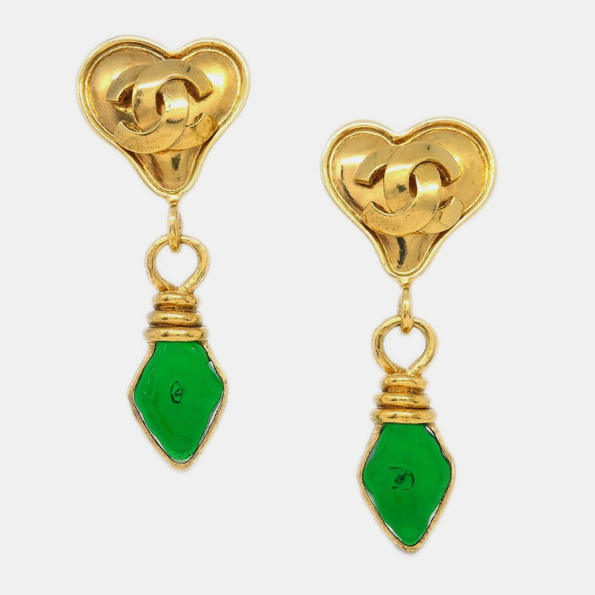 

Chanel Gripoix Heaart Earrings Clip-On Gold 95P