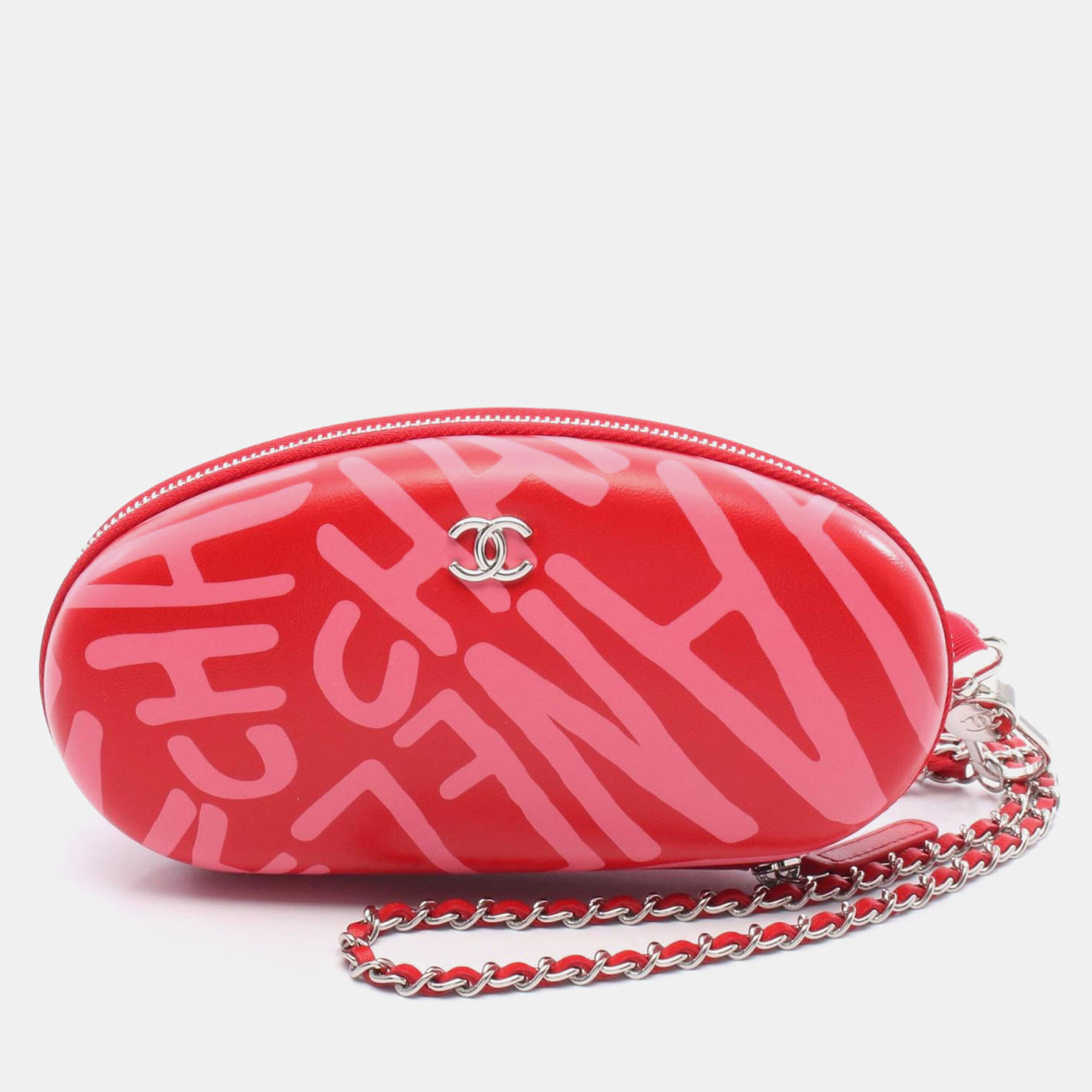 

Chanel Coco Neige Red Sunglasses Holder Wristlet, Pink