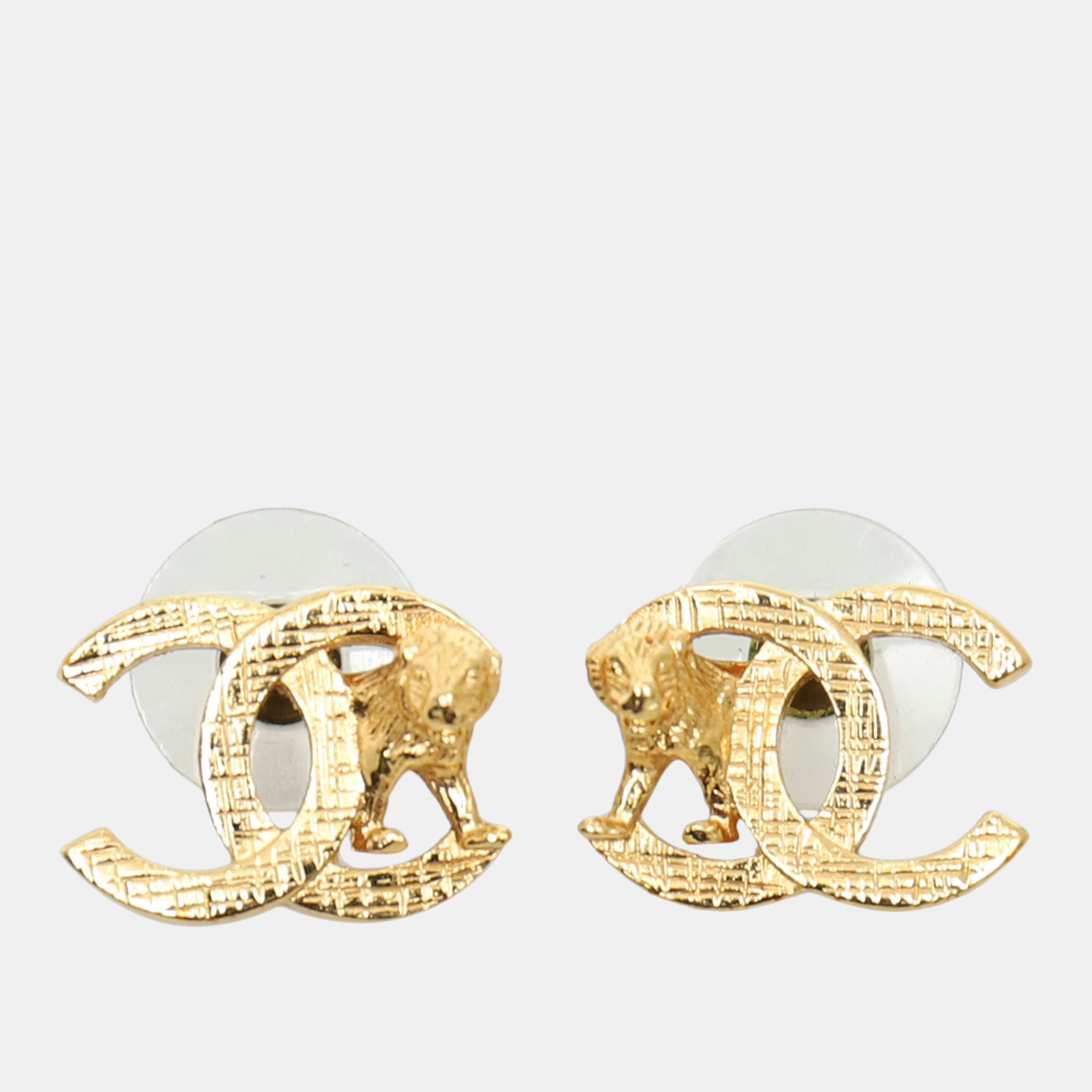 

Chanel CC Lion Earrings, Gold