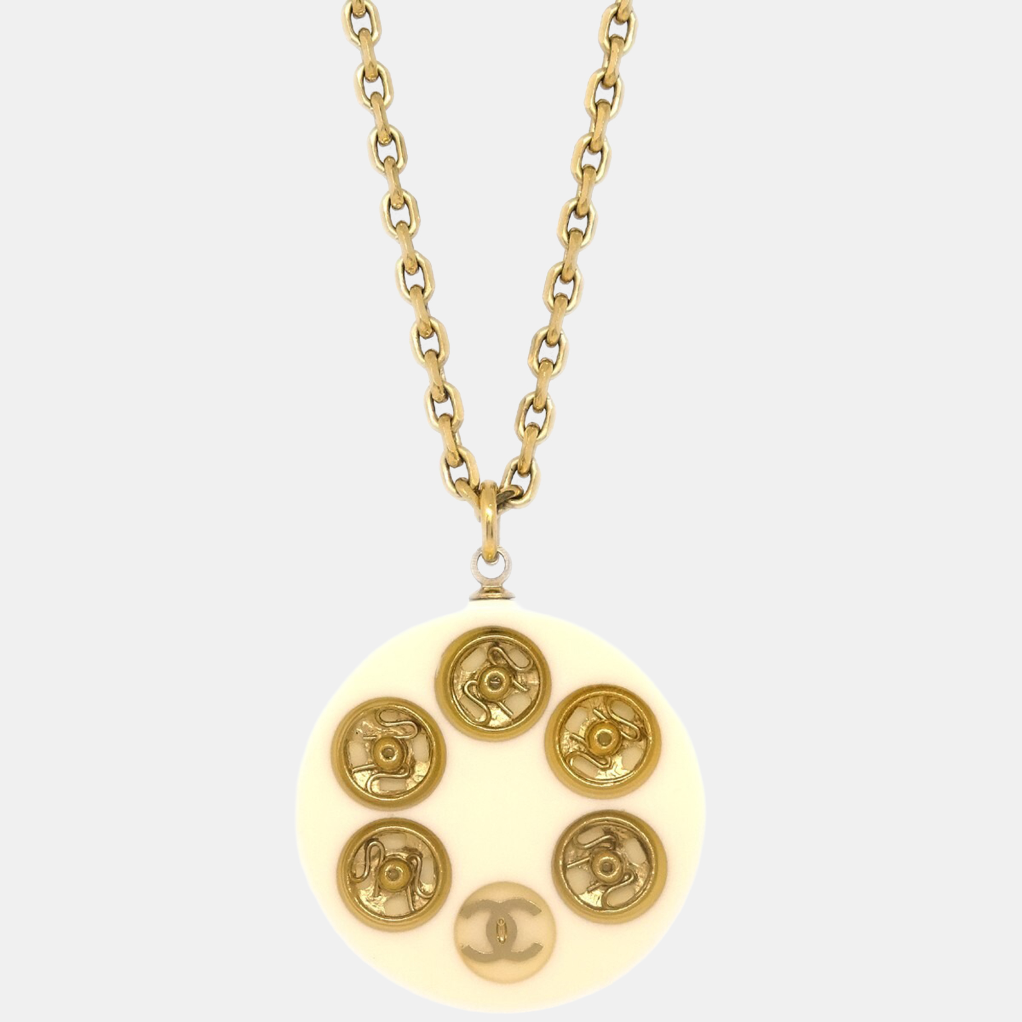 

Chanel Pendant Necklace Gold White