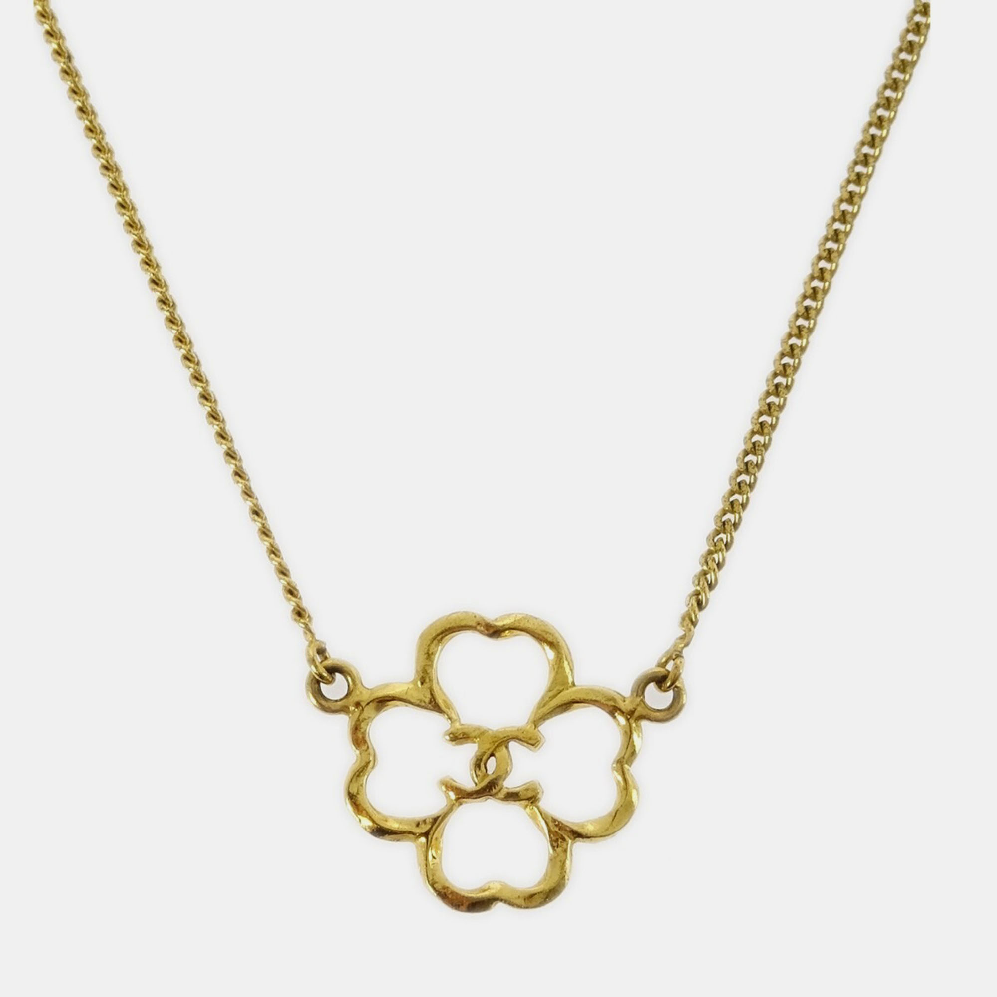 Pre-owned Chanel Clover Pendant Necklace Gold