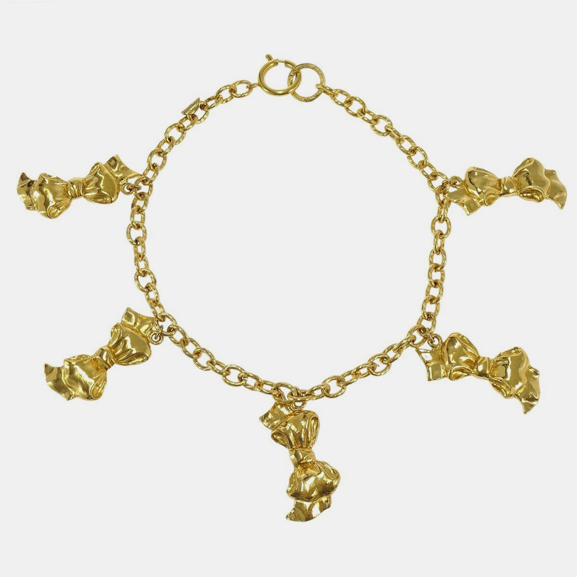 Pre-owned Chanel Bow Chain Necklace Gold