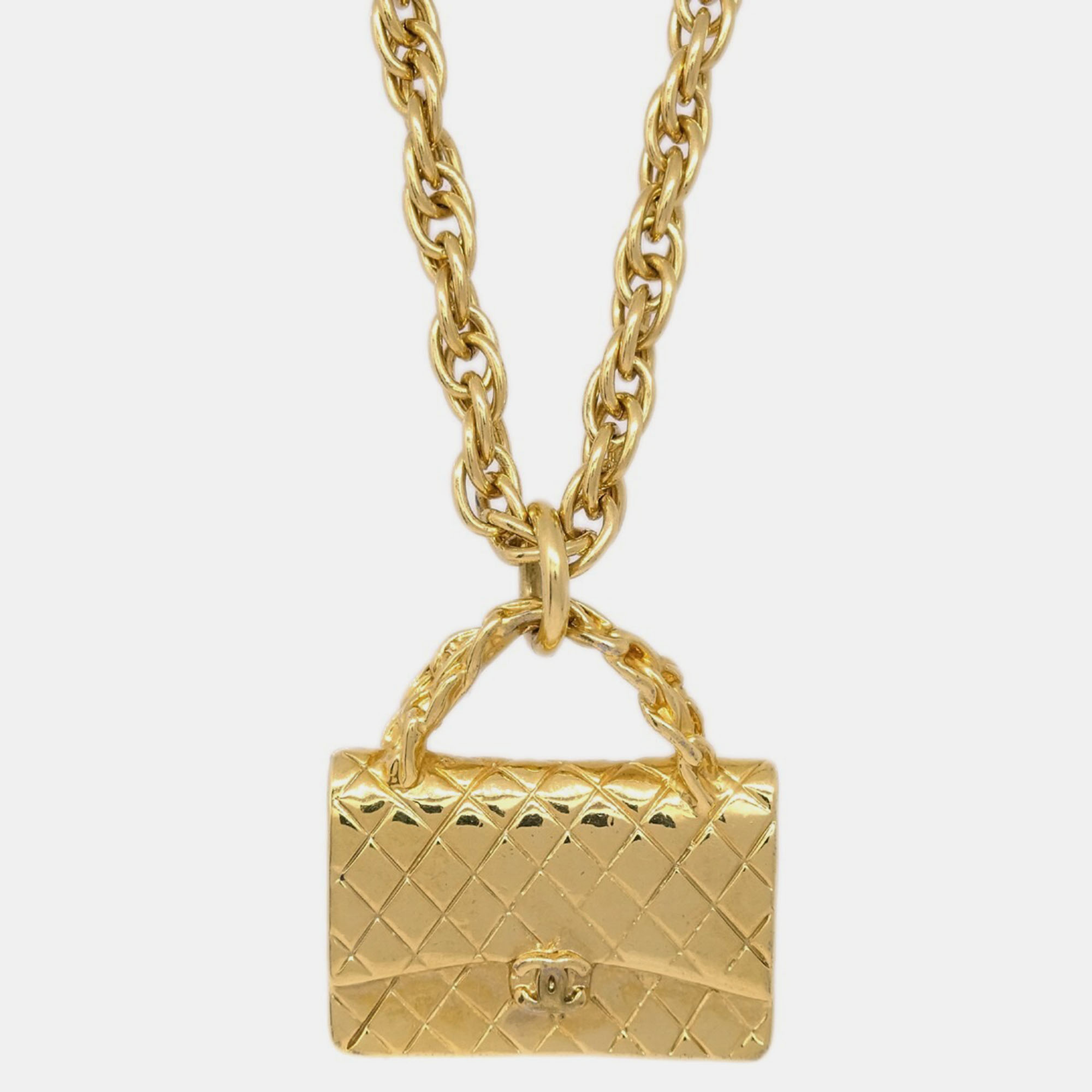 Pre-owned Chanel Bag Chain Pendant Necklace Gold