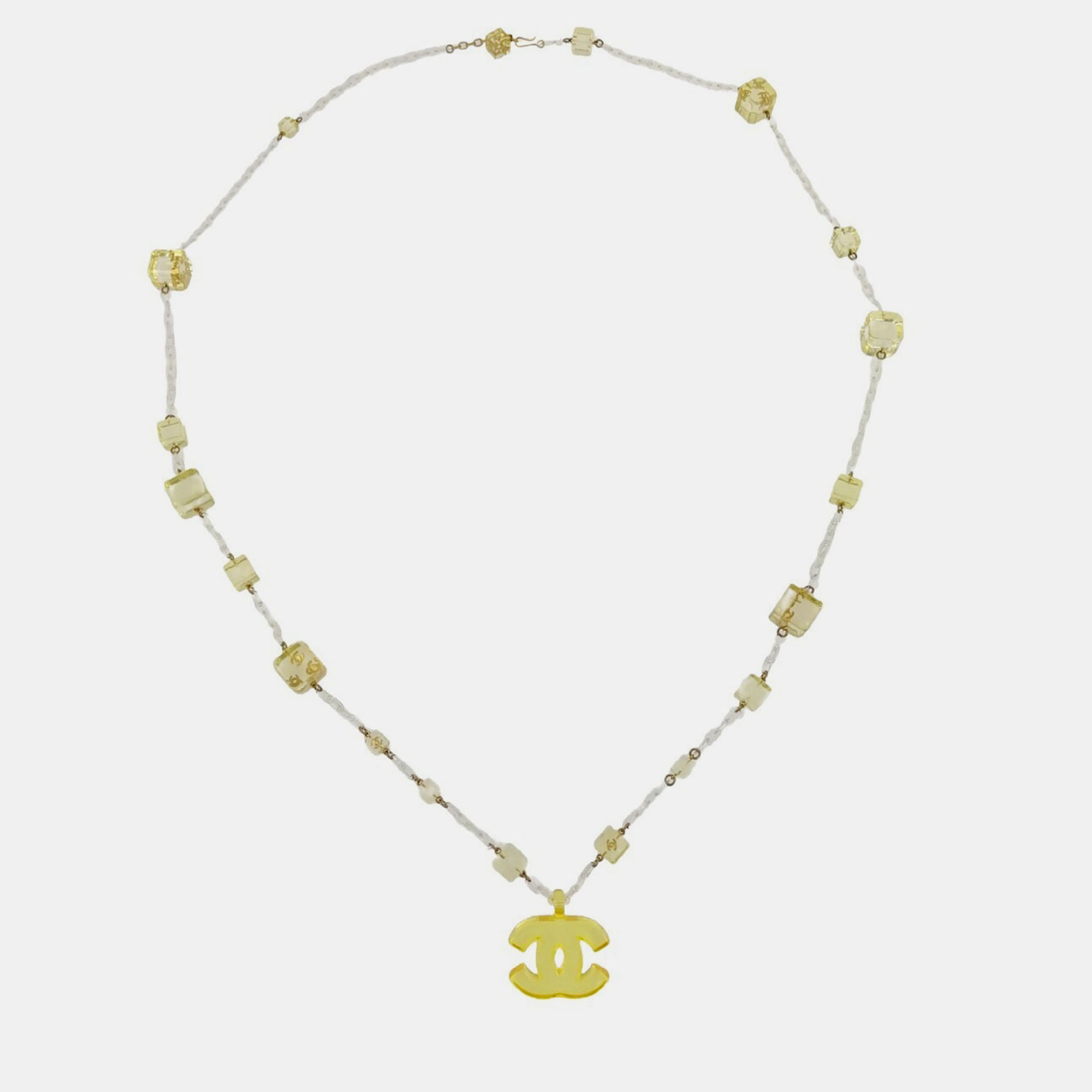 Pre-owned Chanel Cc Pendant Necklace Yellow