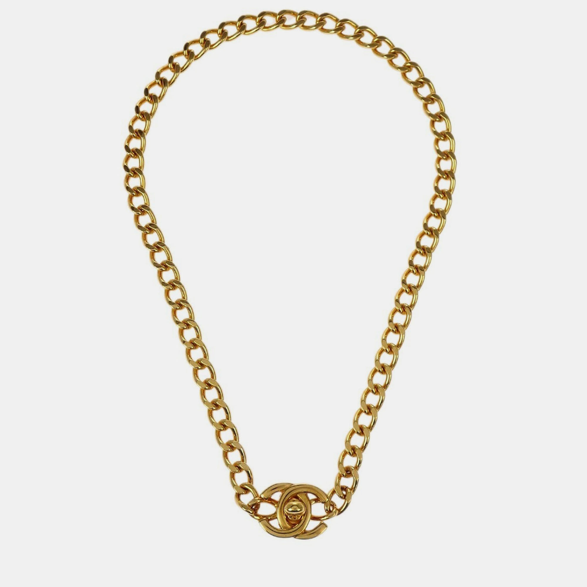 

Chanel Turnlock Gold Chain Necklace
