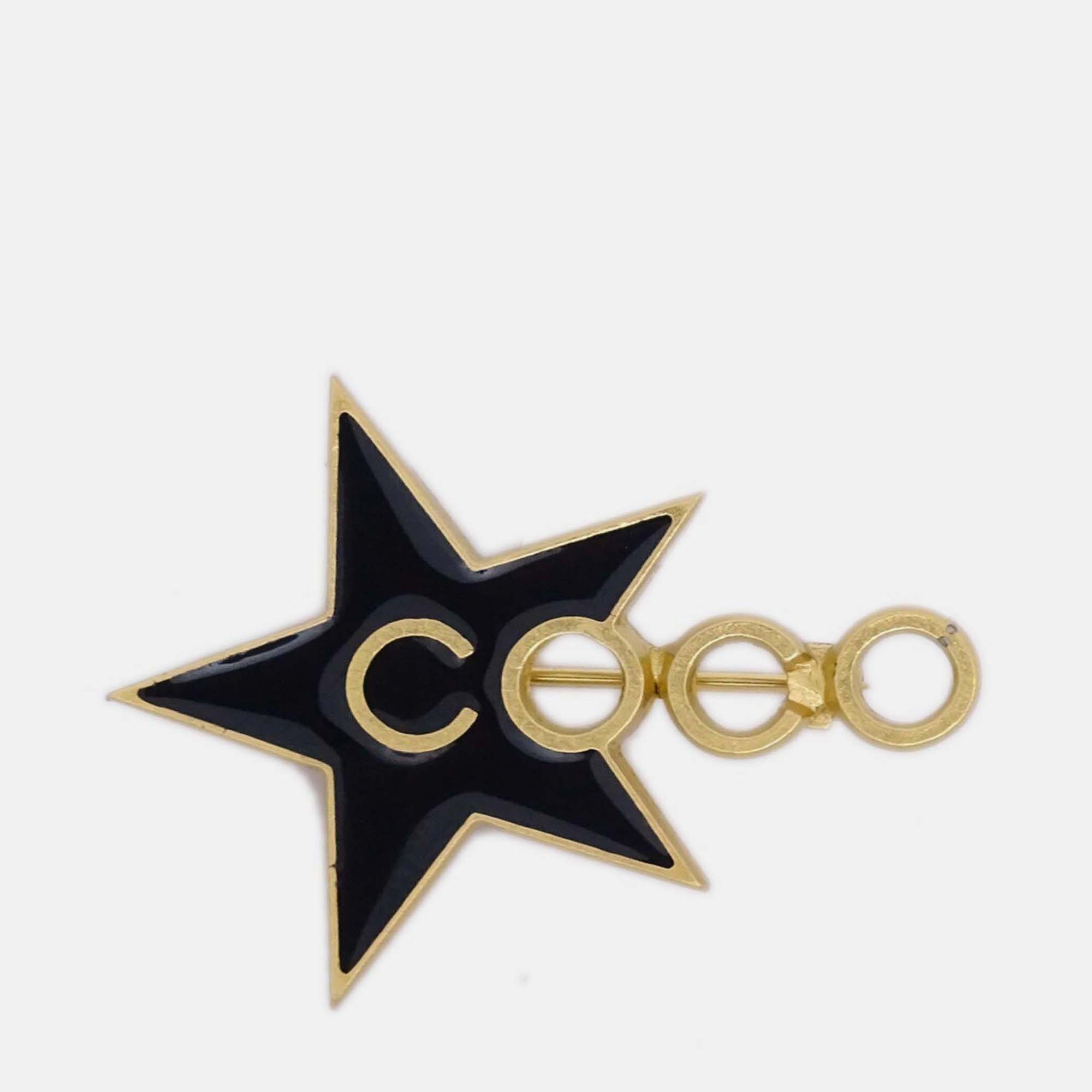 

Chanel Star COCO Brooch Pin Black
