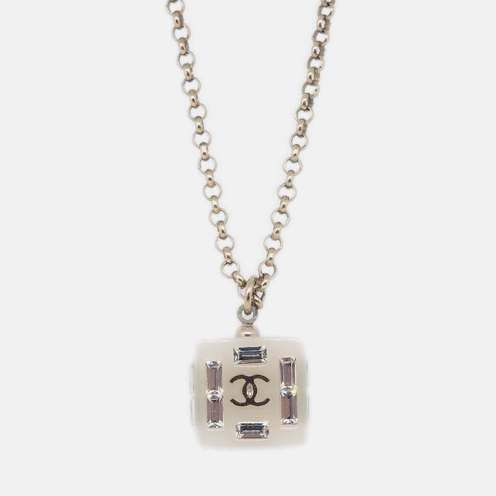 Pre-owned Chanel Gold Chain Pendant Necklace Rhinestone