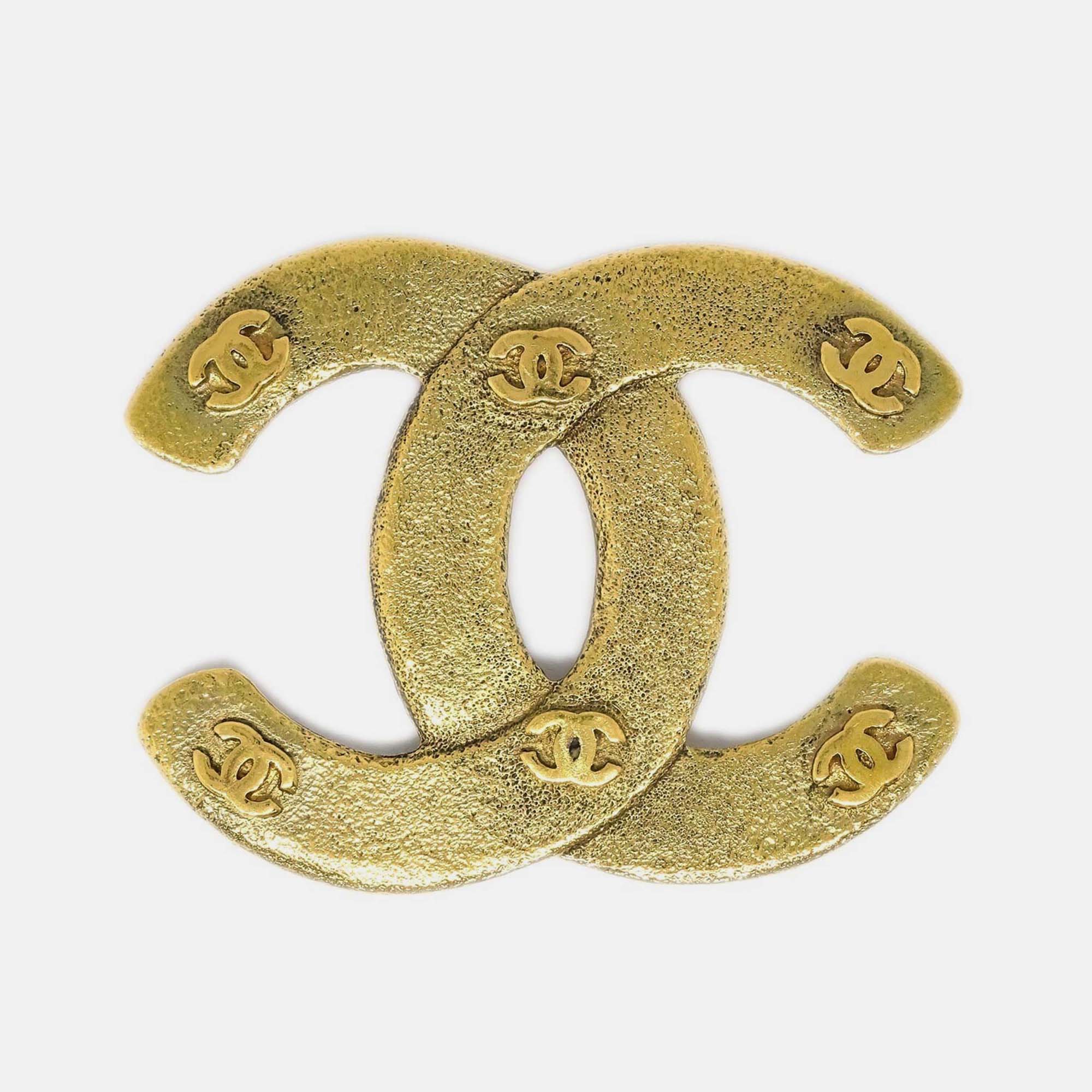 Pre-owned Chanel Cc Brooch Pin Gold