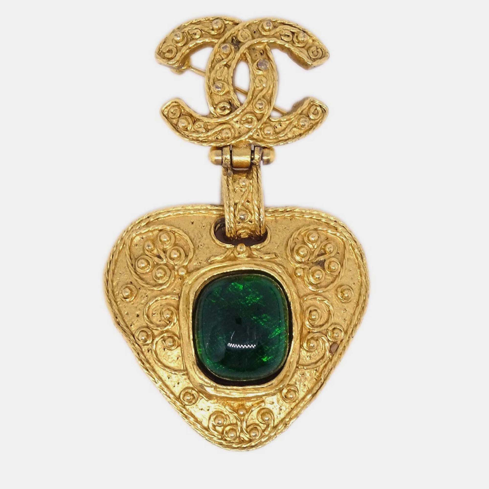 Pre-owned Chanel Brooch Pin Gold Gripoix