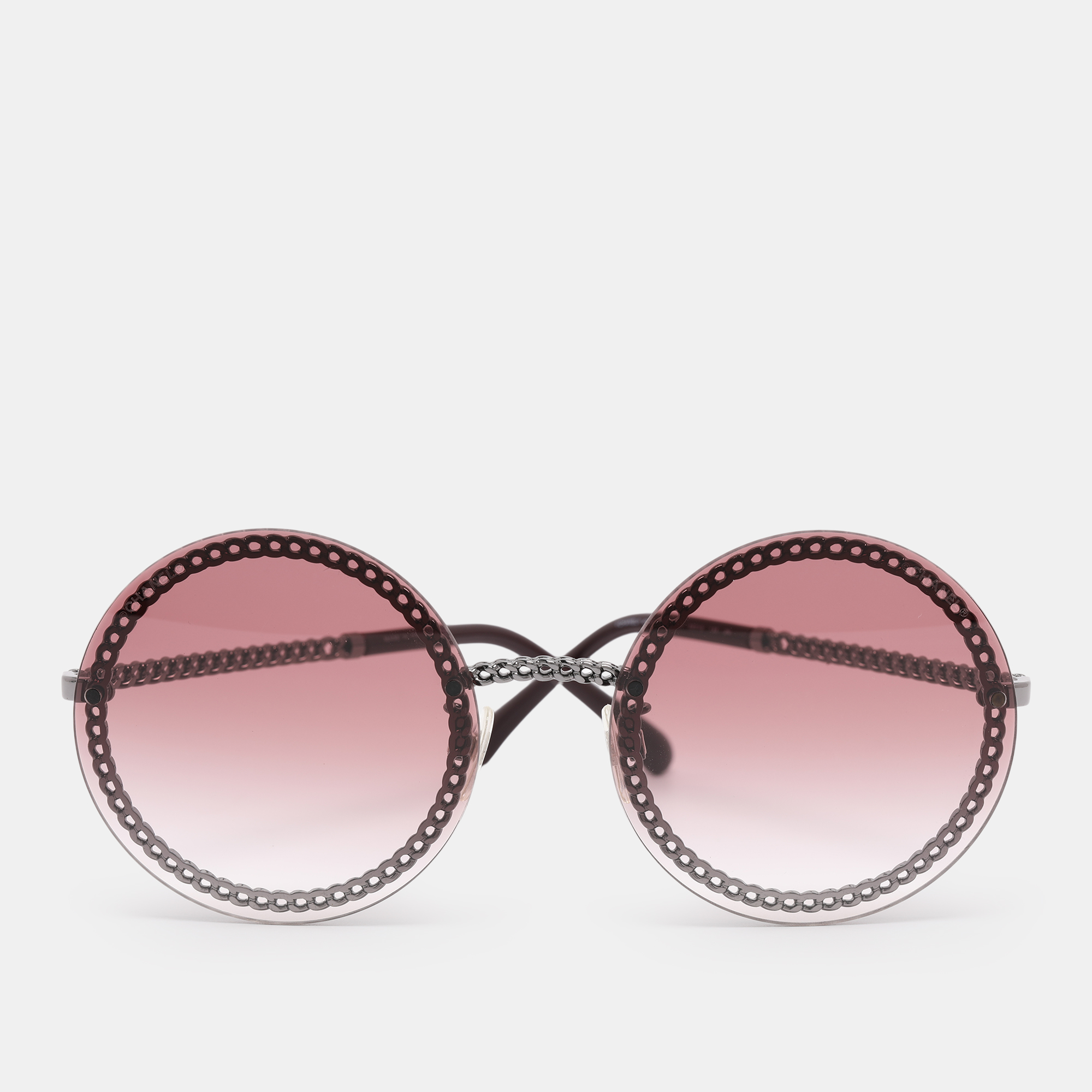 

Chanel Gold Tone/Pink Gradient 4245 Pearl Chain Round Sunglasses