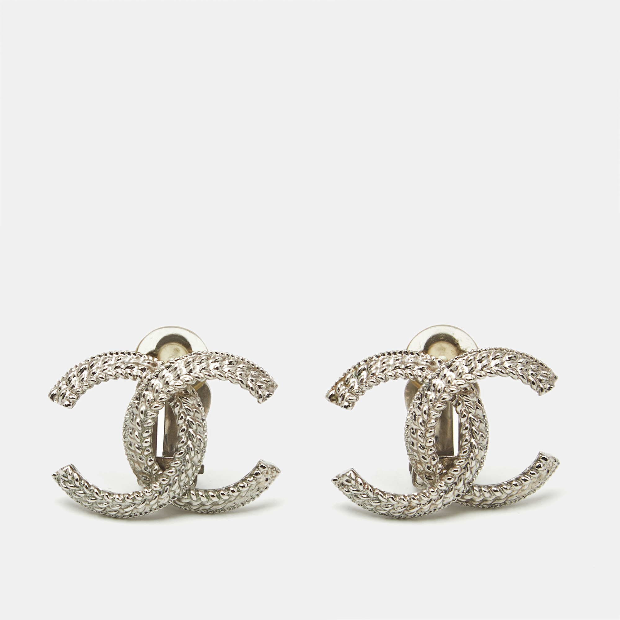 

Chanel CC Silver Tone Earrings