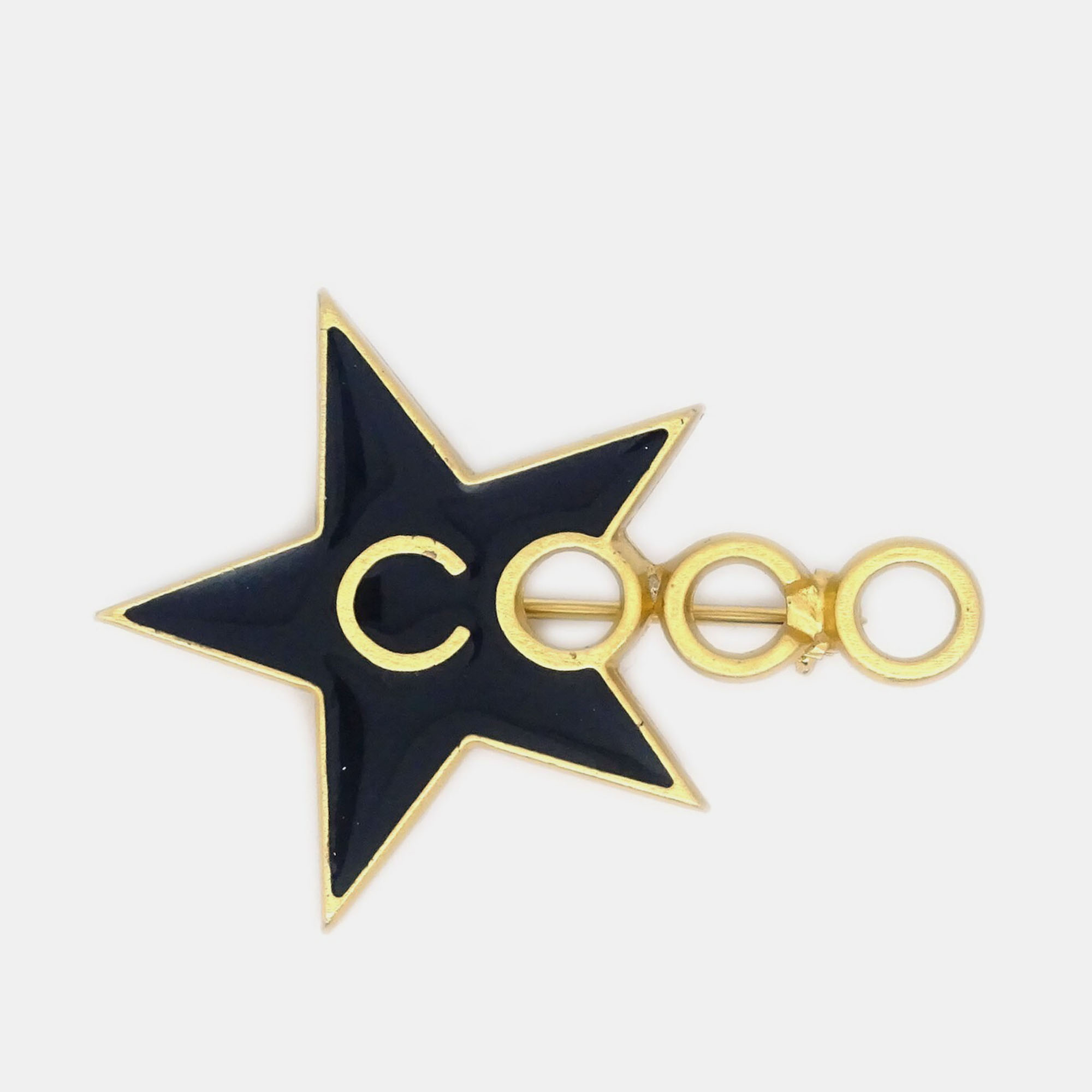 

Chanel Star Coco Brooch Pin Black