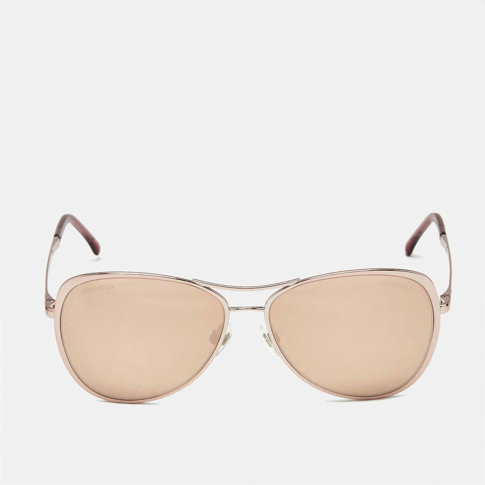 Pre-owned Chanel Rose Gold Mirrored 4223 Summer Aviators Sunglasses In Pink