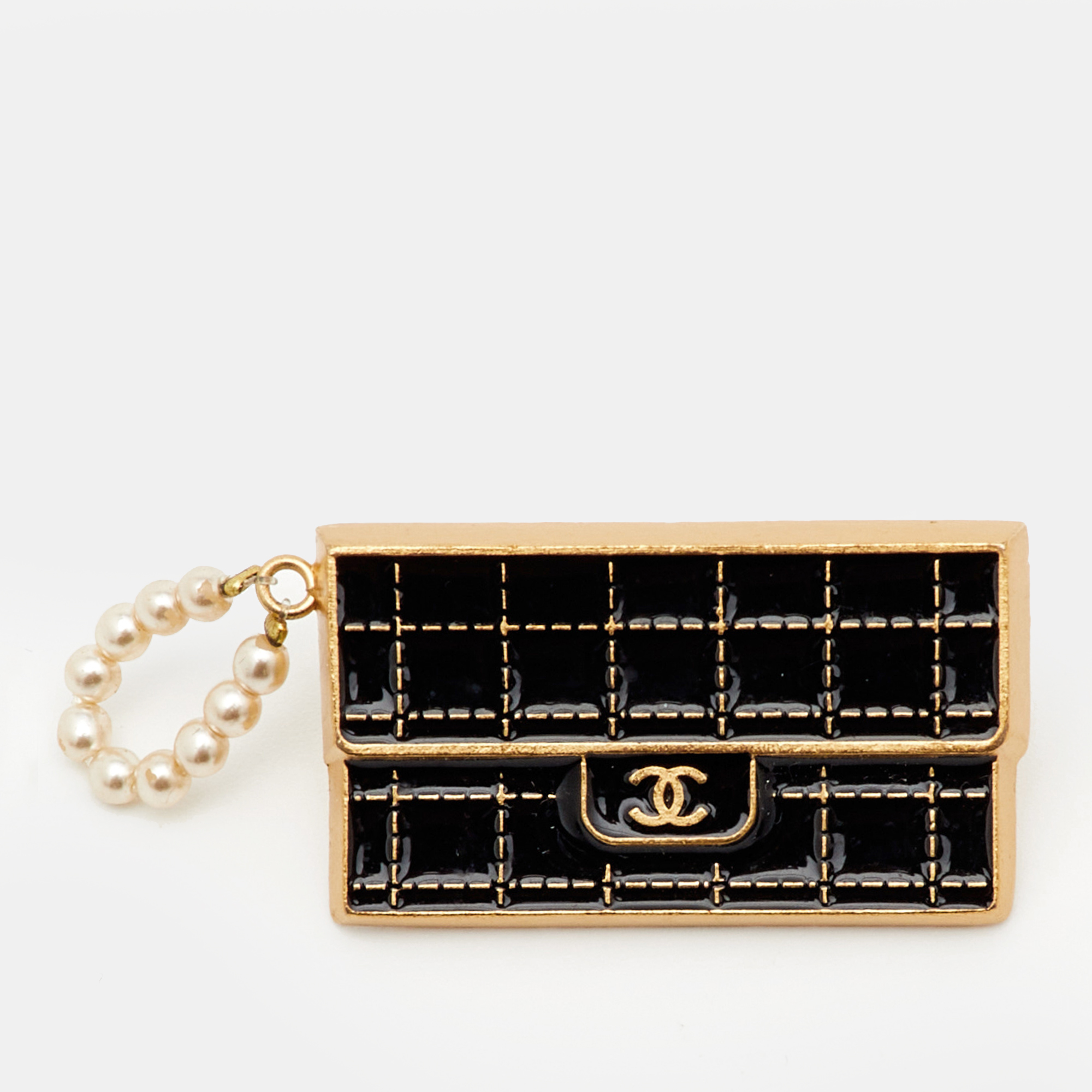 Pre-owned Chanel Cc Bag Gold Tone Pin Brooch