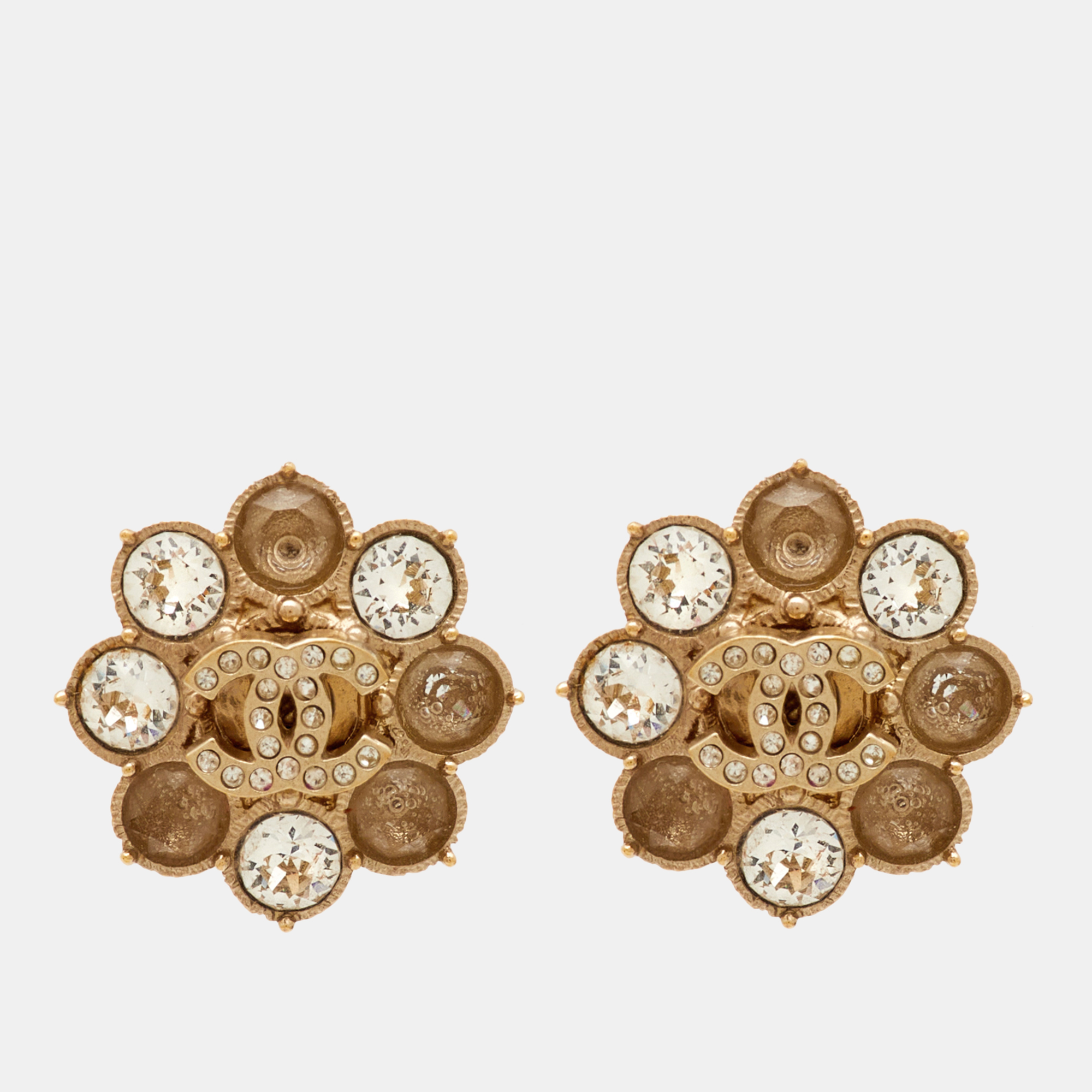 

Chanel CC Crystals Gold Tone Stud earrings