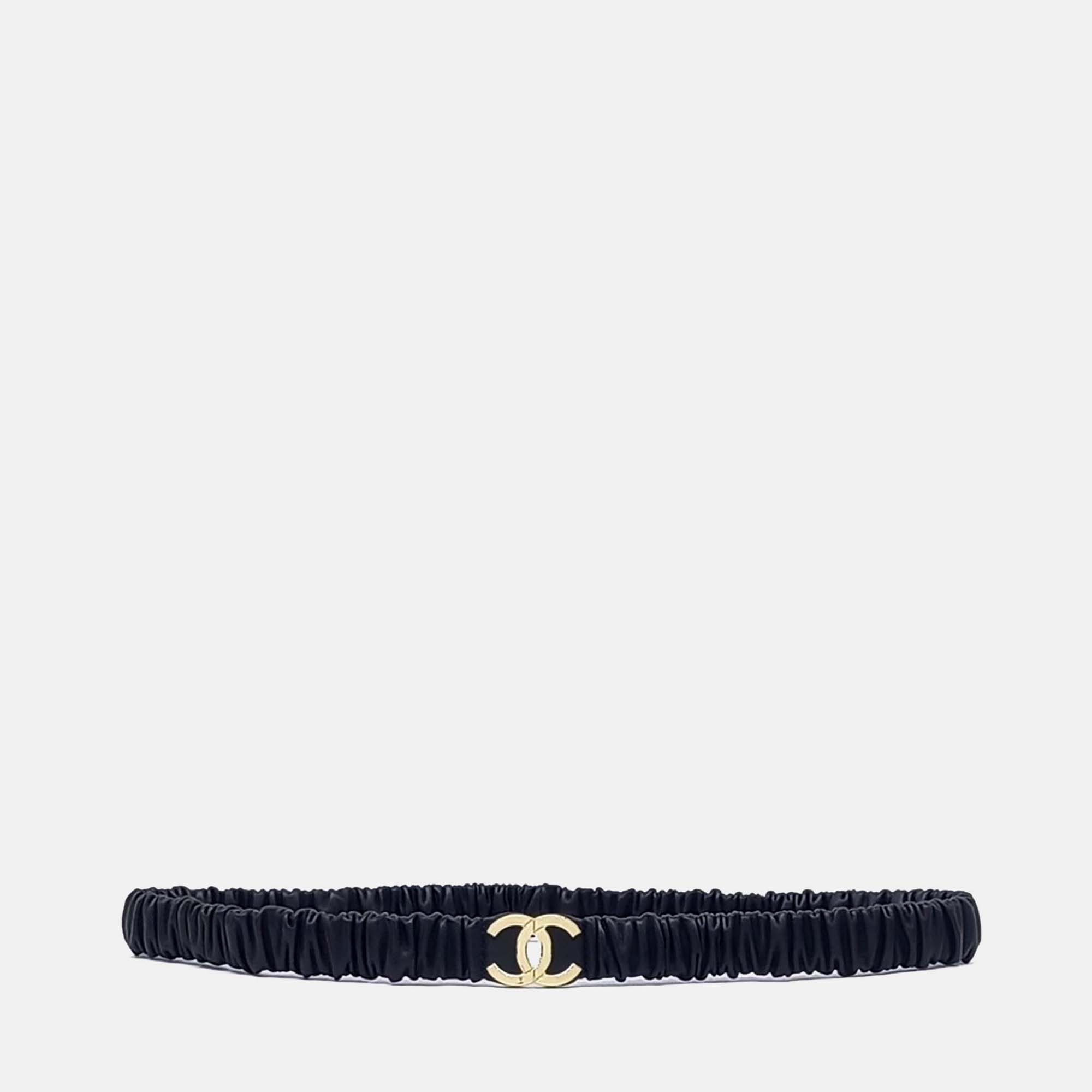 

Chanel Leather Black banding belt