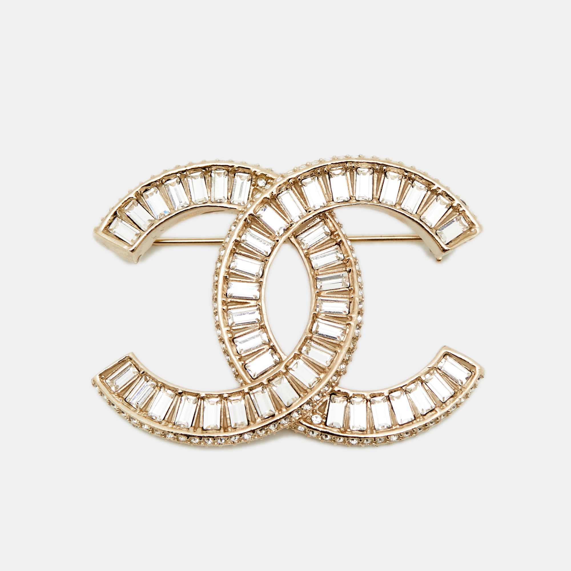 CHANEL Pre-owned Cc Crystals Gold Tone Brooch