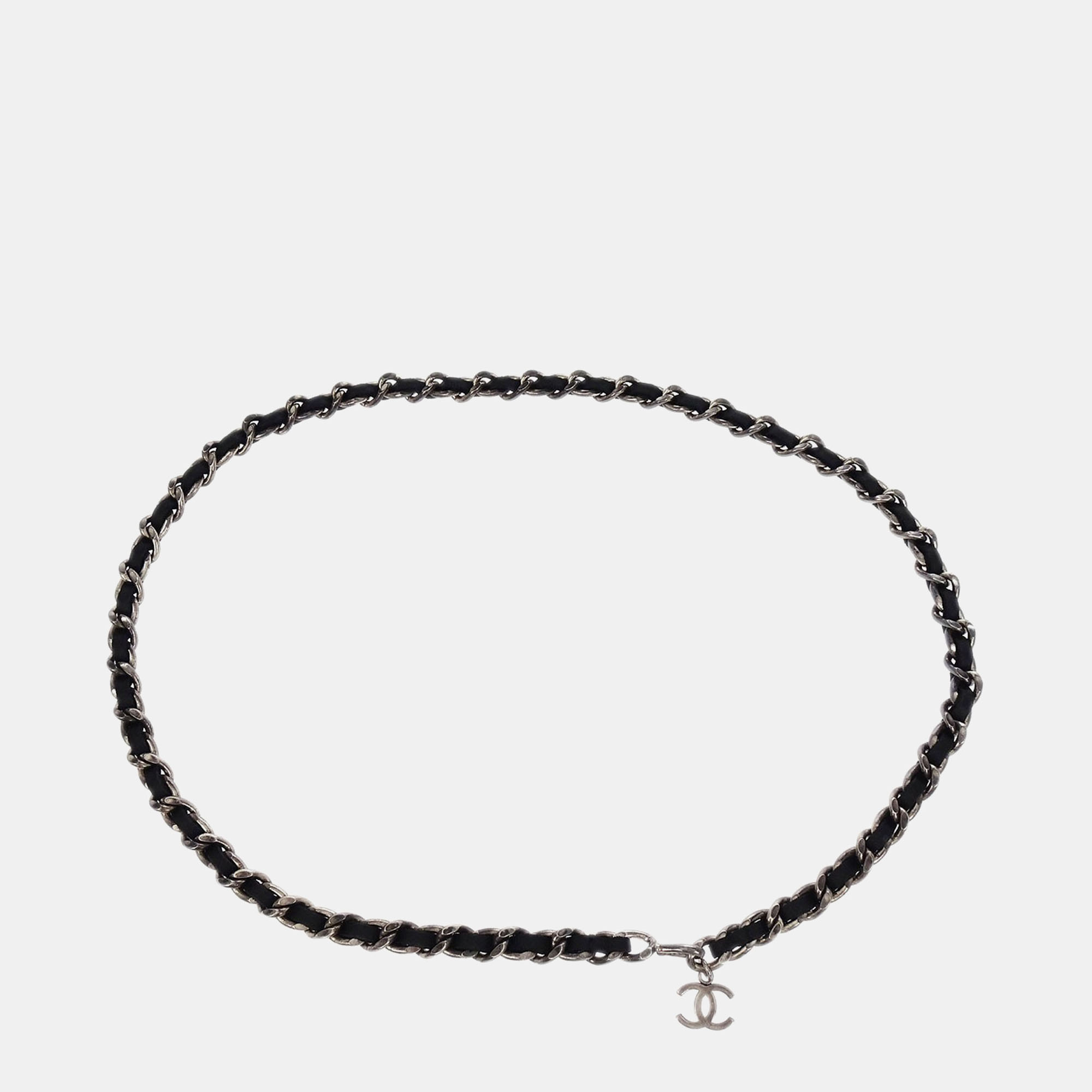 

Chanel Silver Black CC Chain Belt 96P Small