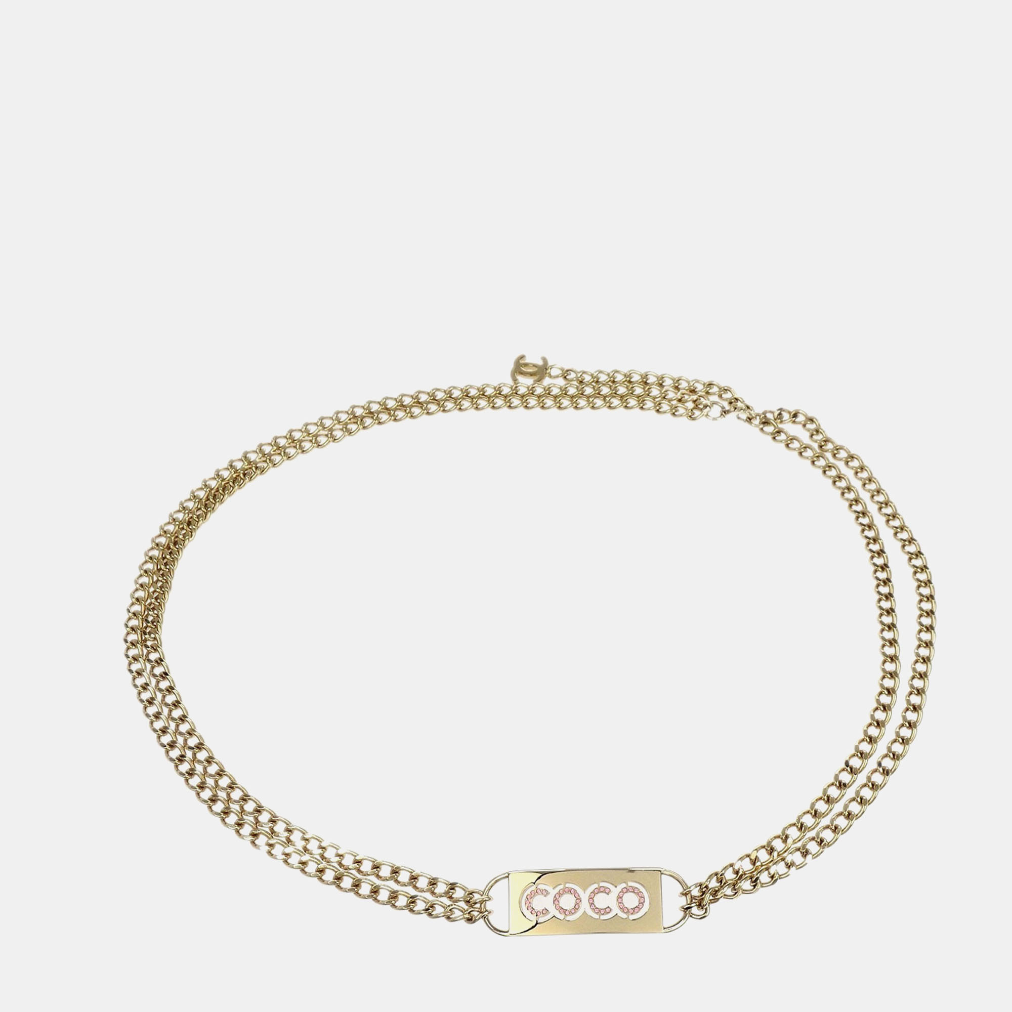 

Chanel Rhinestone Chain Belt Gold