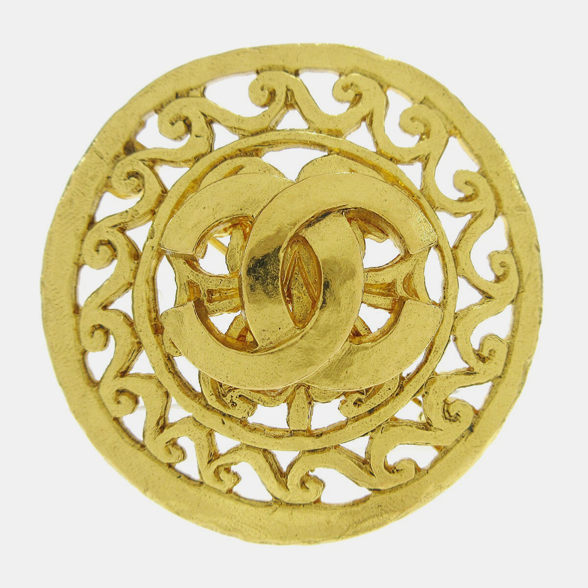 

Chanel Medallion Brooch Pin Gold