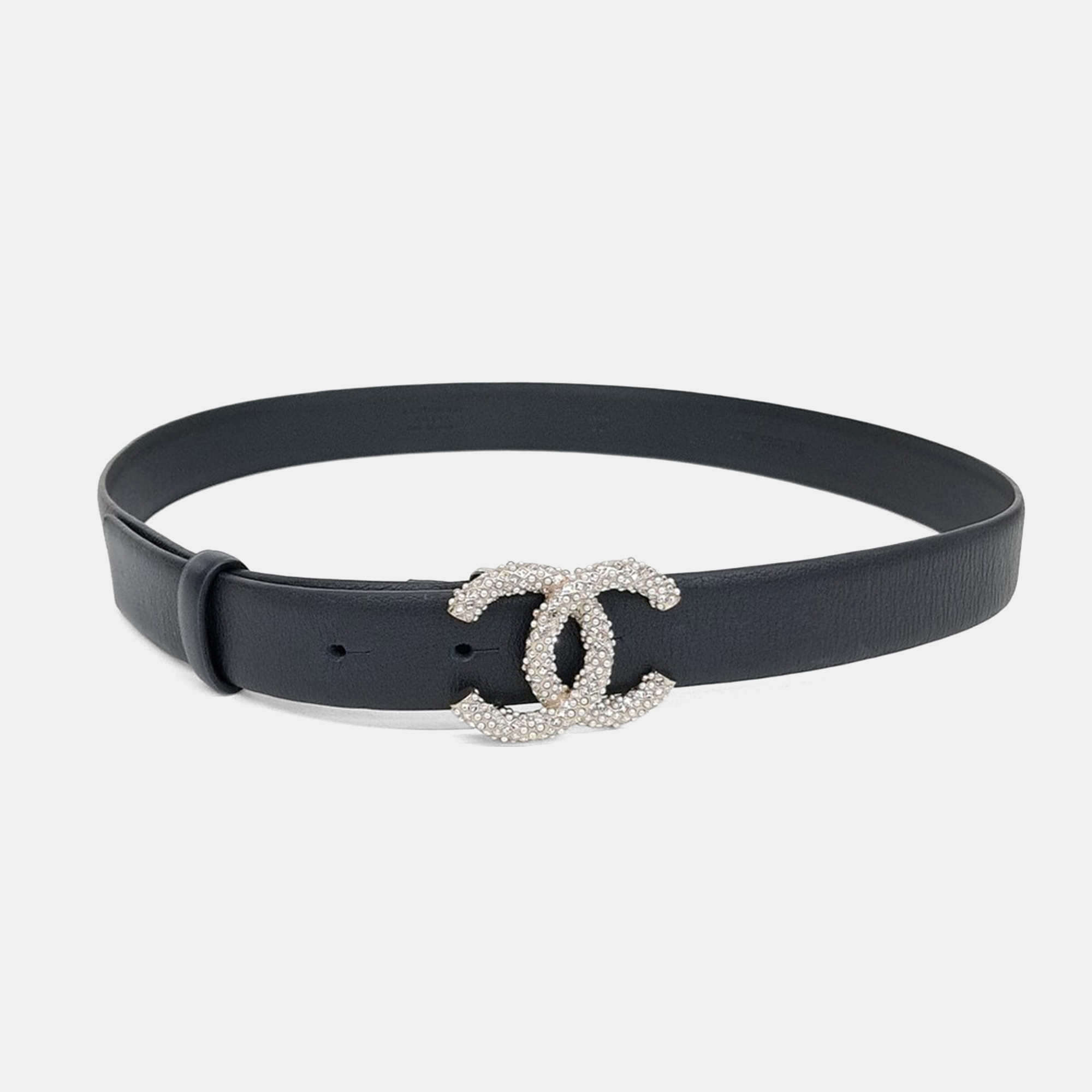 Pre-owned Chanel Black Logo Embellished Belt