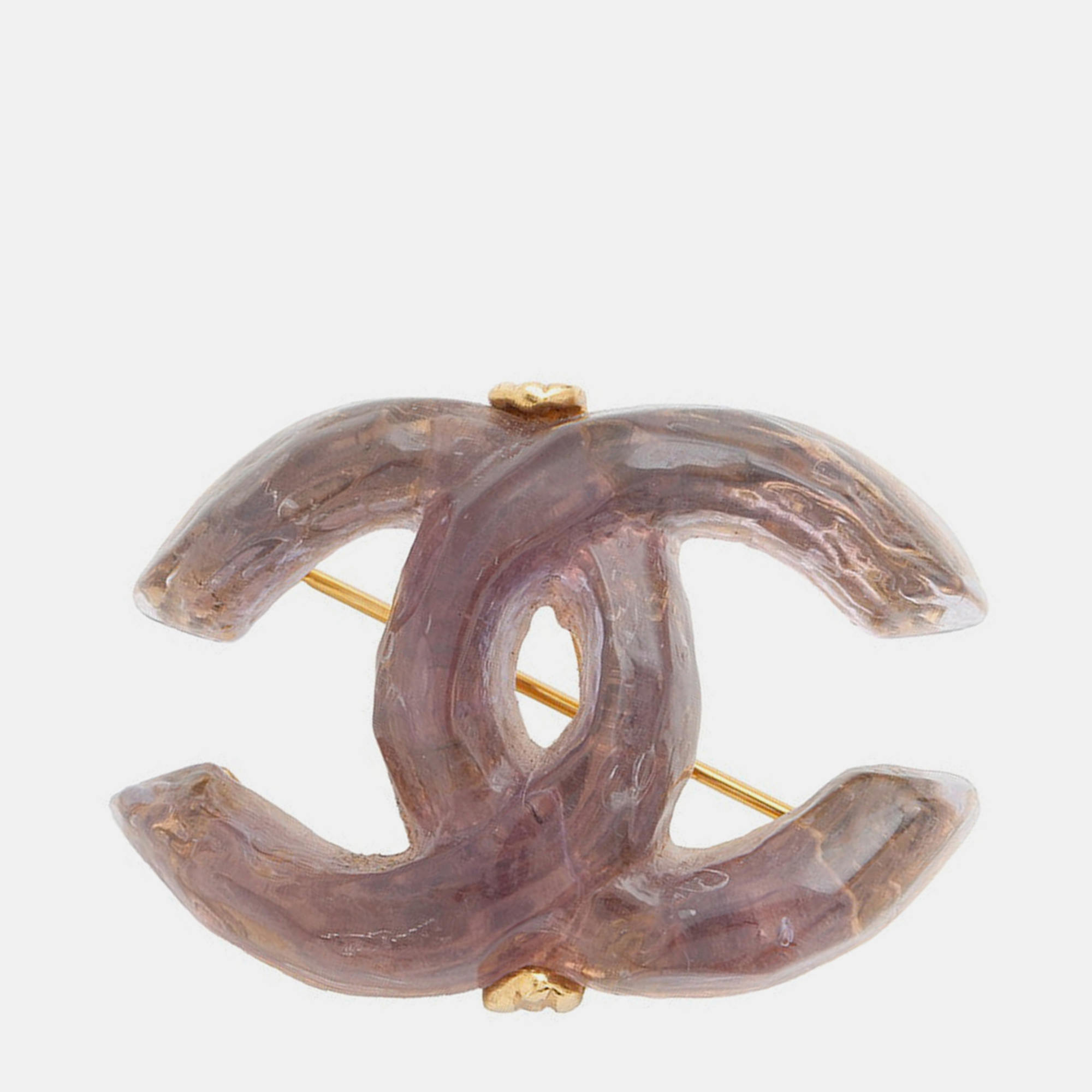 

Chanel Cc Logo Brooch Purple Metal Plastic