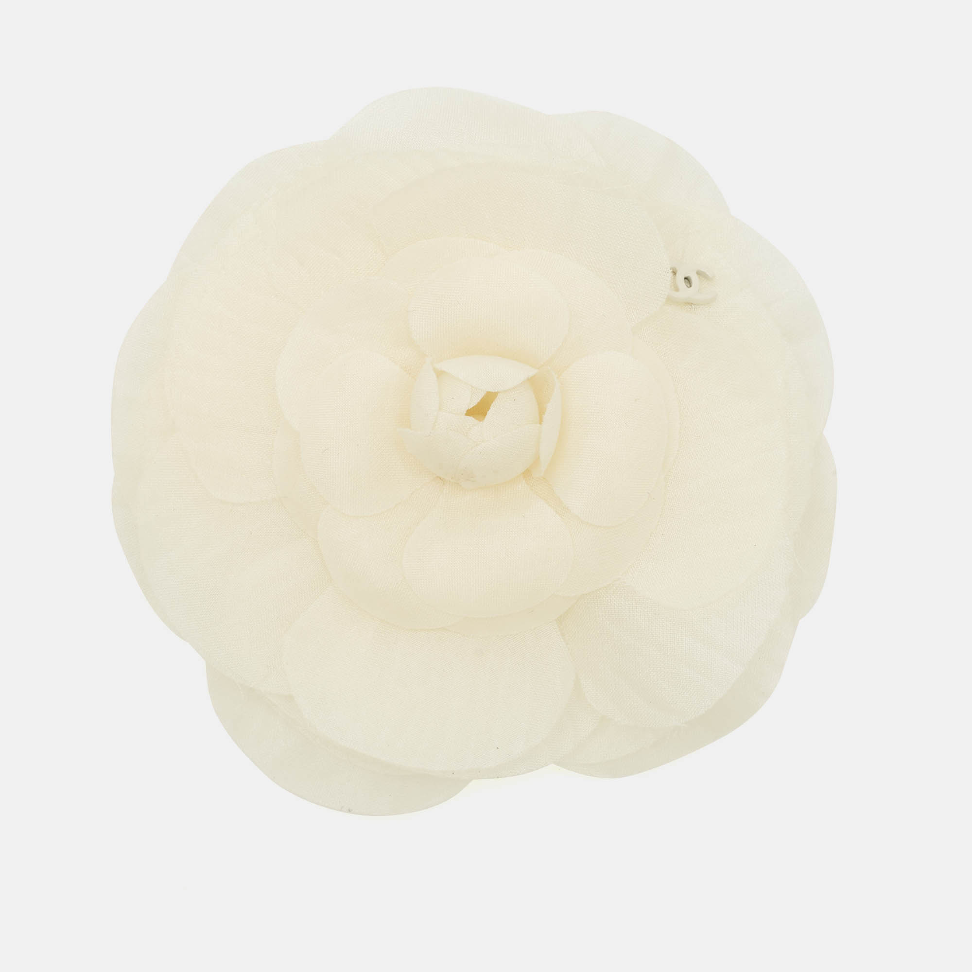 

Chanel Cream Camellia Fabric Pin Brooch