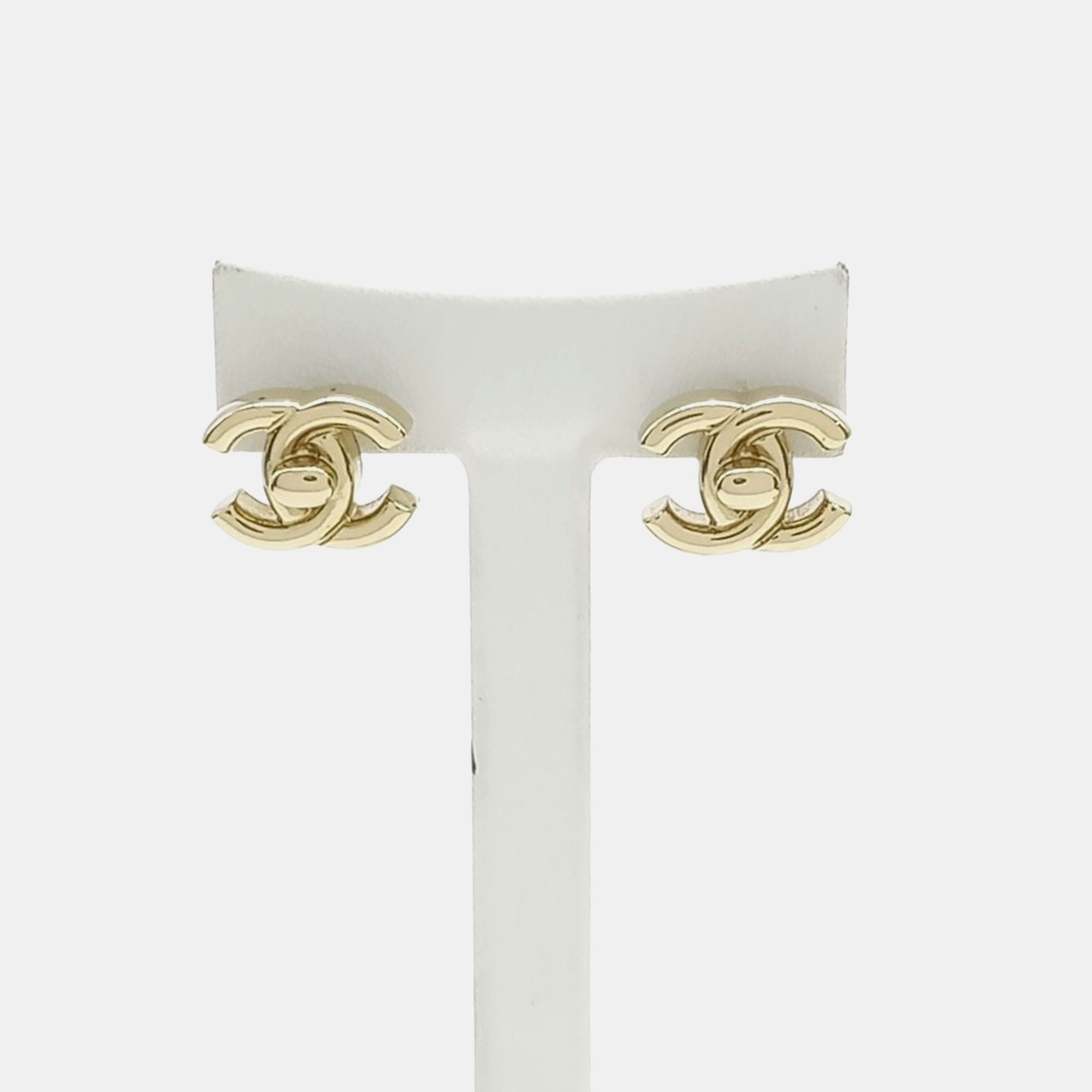 

Chanel Gold Tone Logo Earrings