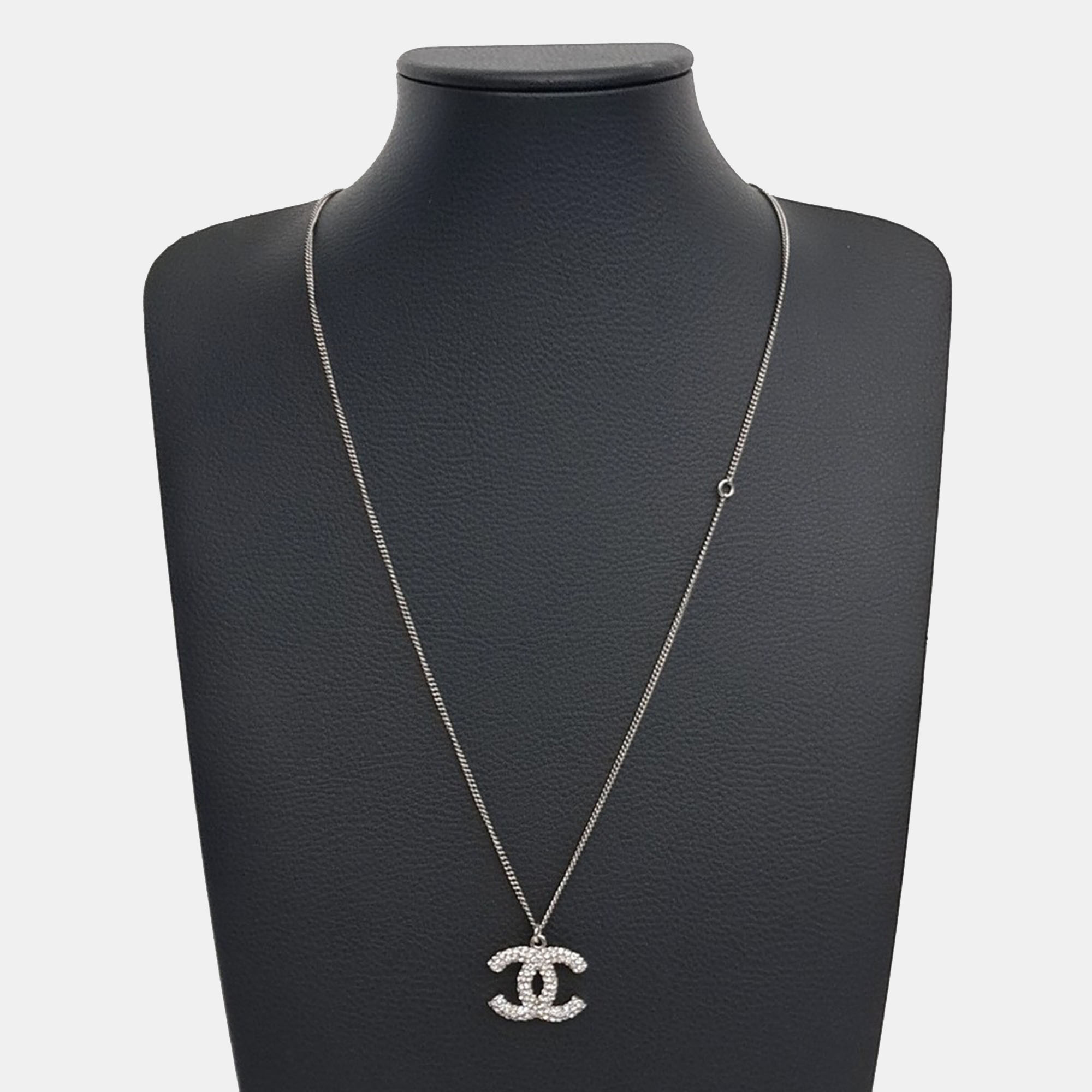 

Chanel Silver Plated Logo Necklace
