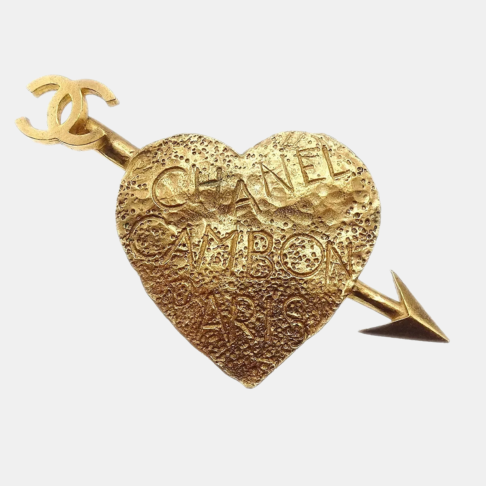 

Chanel Bow And Arrow Heart Brooch Gold