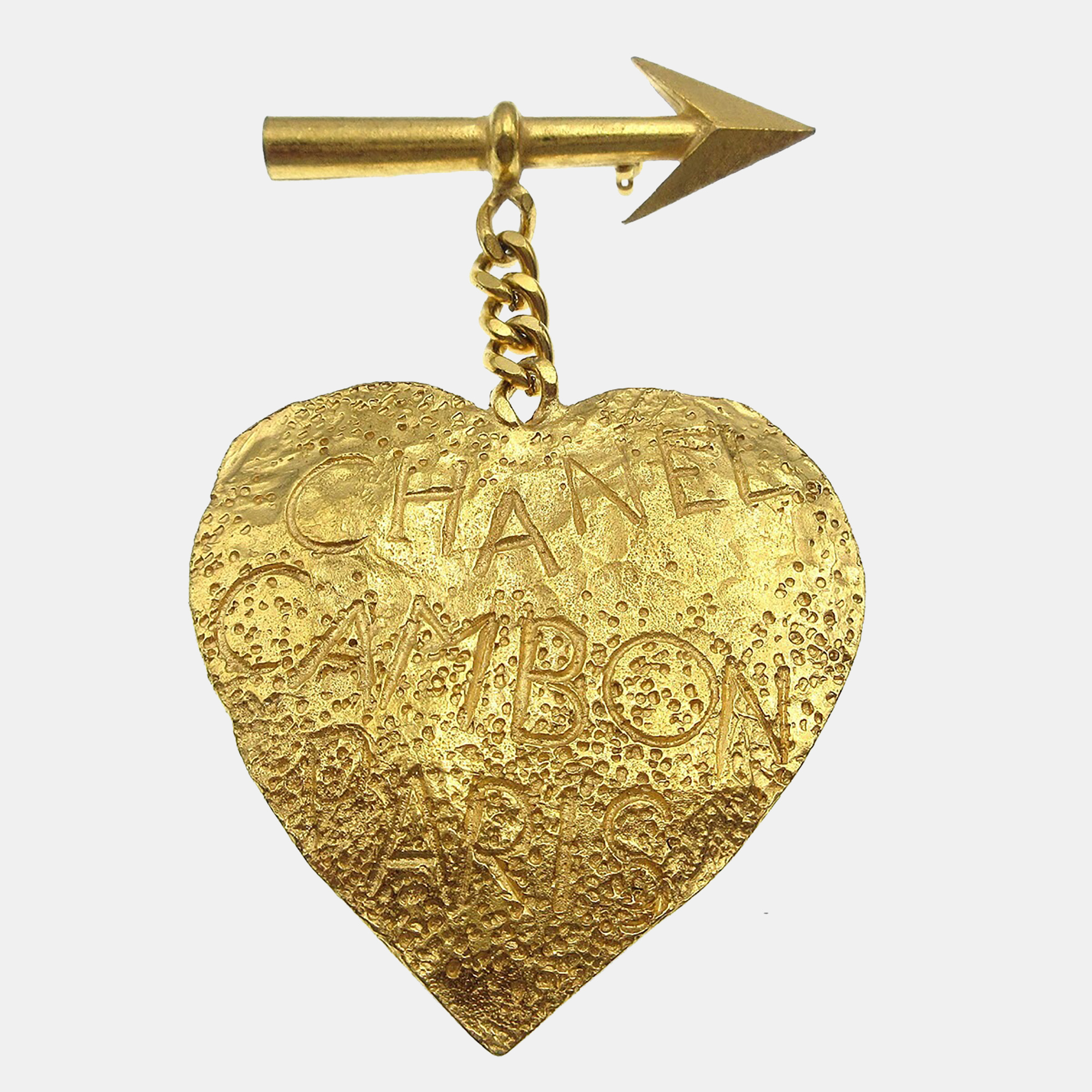 Pre-owned Chanel Heart And Arrow Brooch Gold 93p
