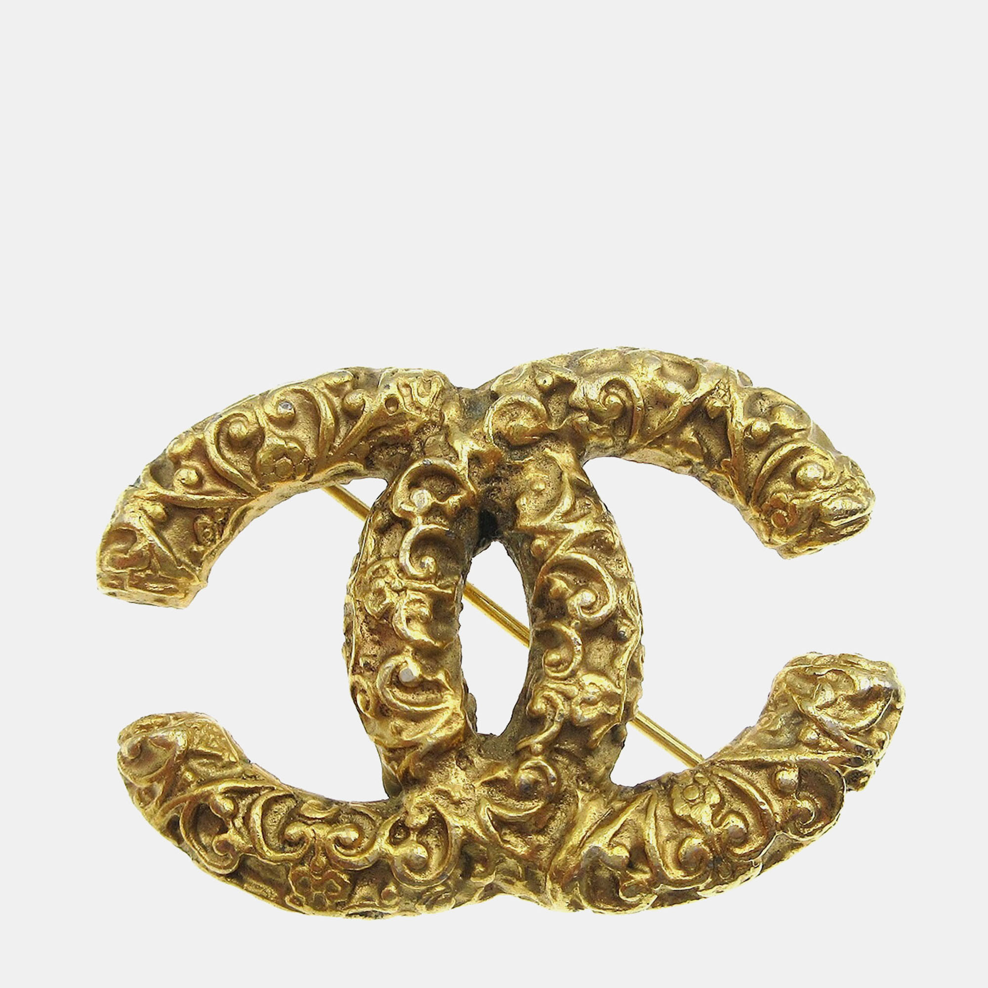 Pre-owned Chanel Cc Brooch Pin Gold