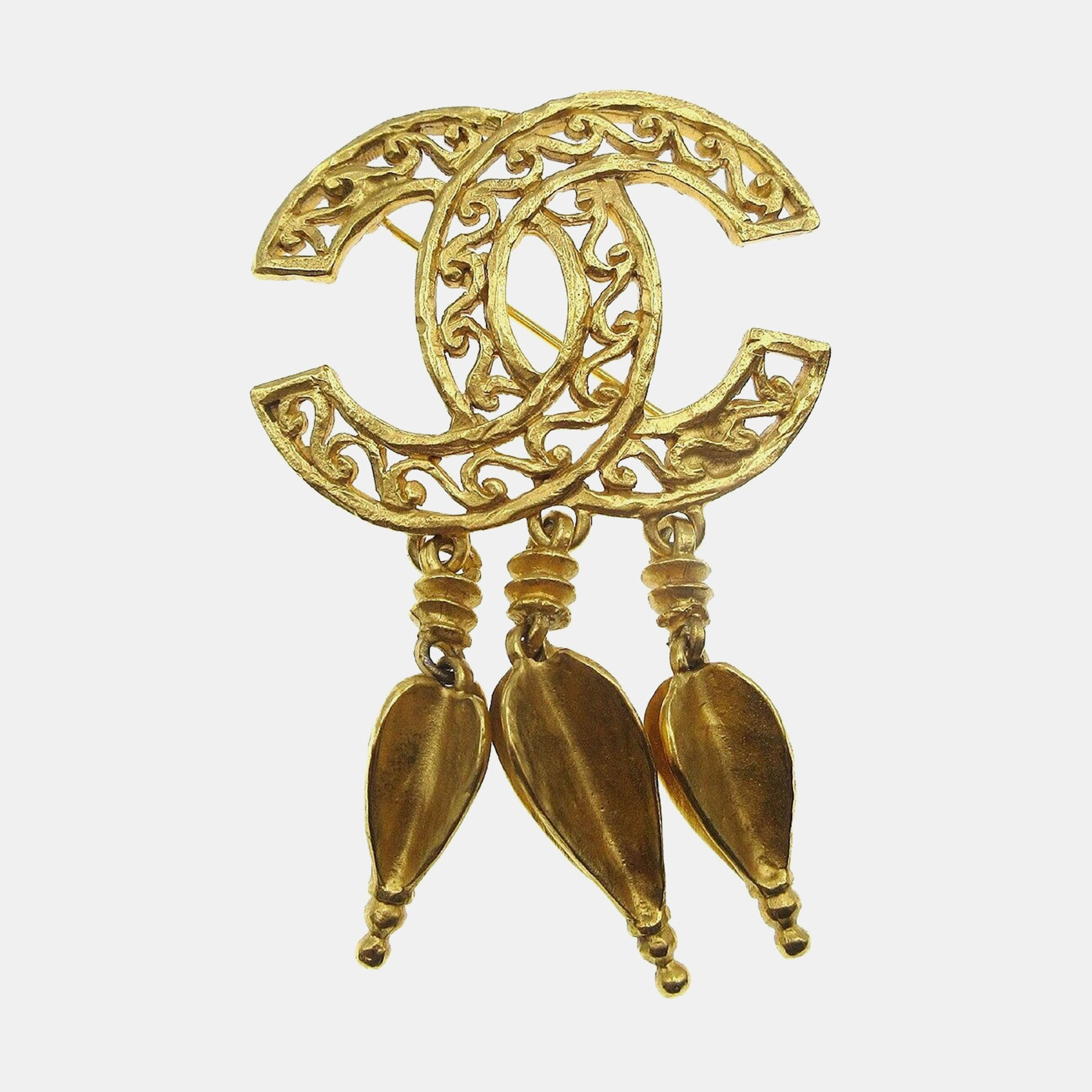 

Chanel Cc Fringe Brooch Pin Gold