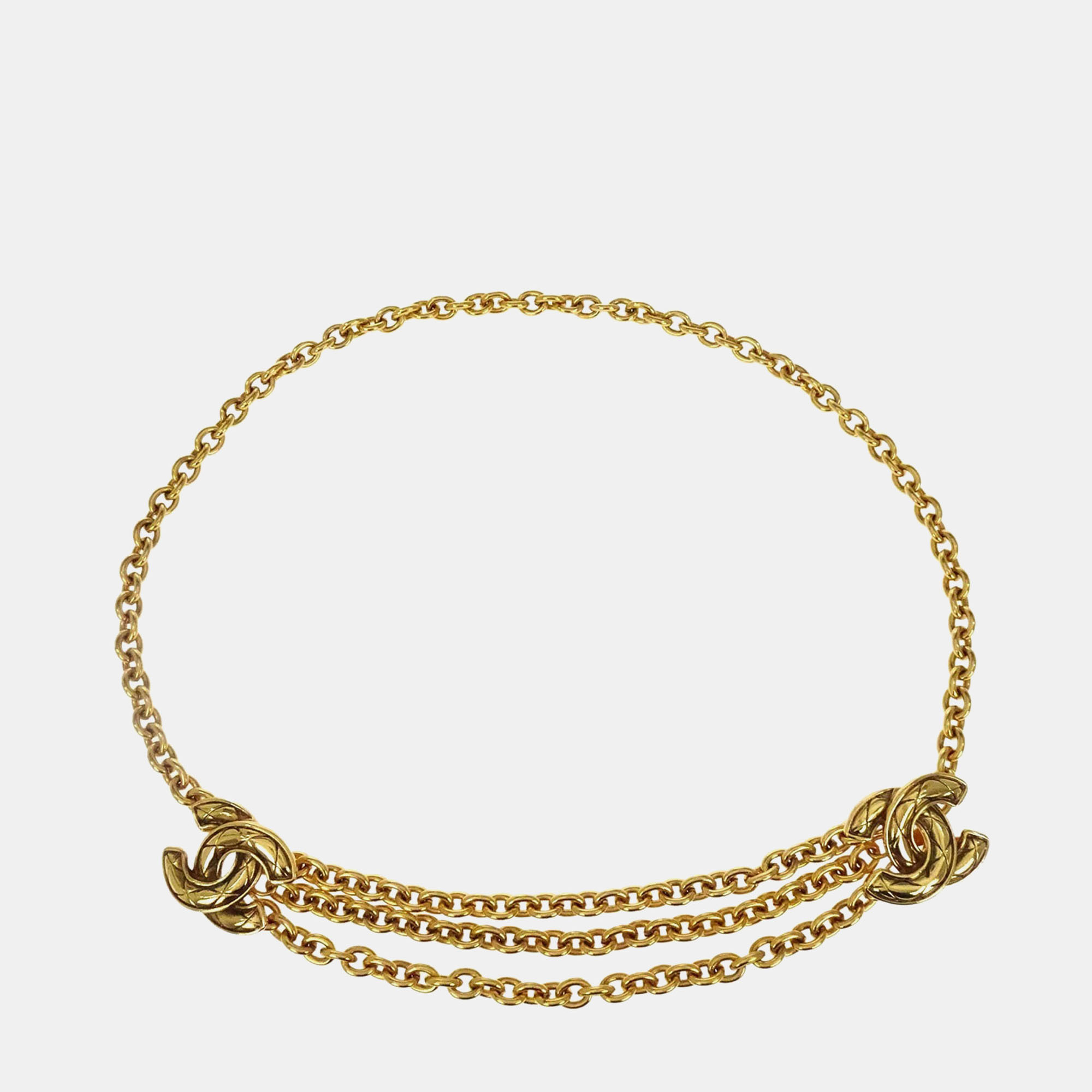 

Chanel Quilted Cc Chain Belt Gold