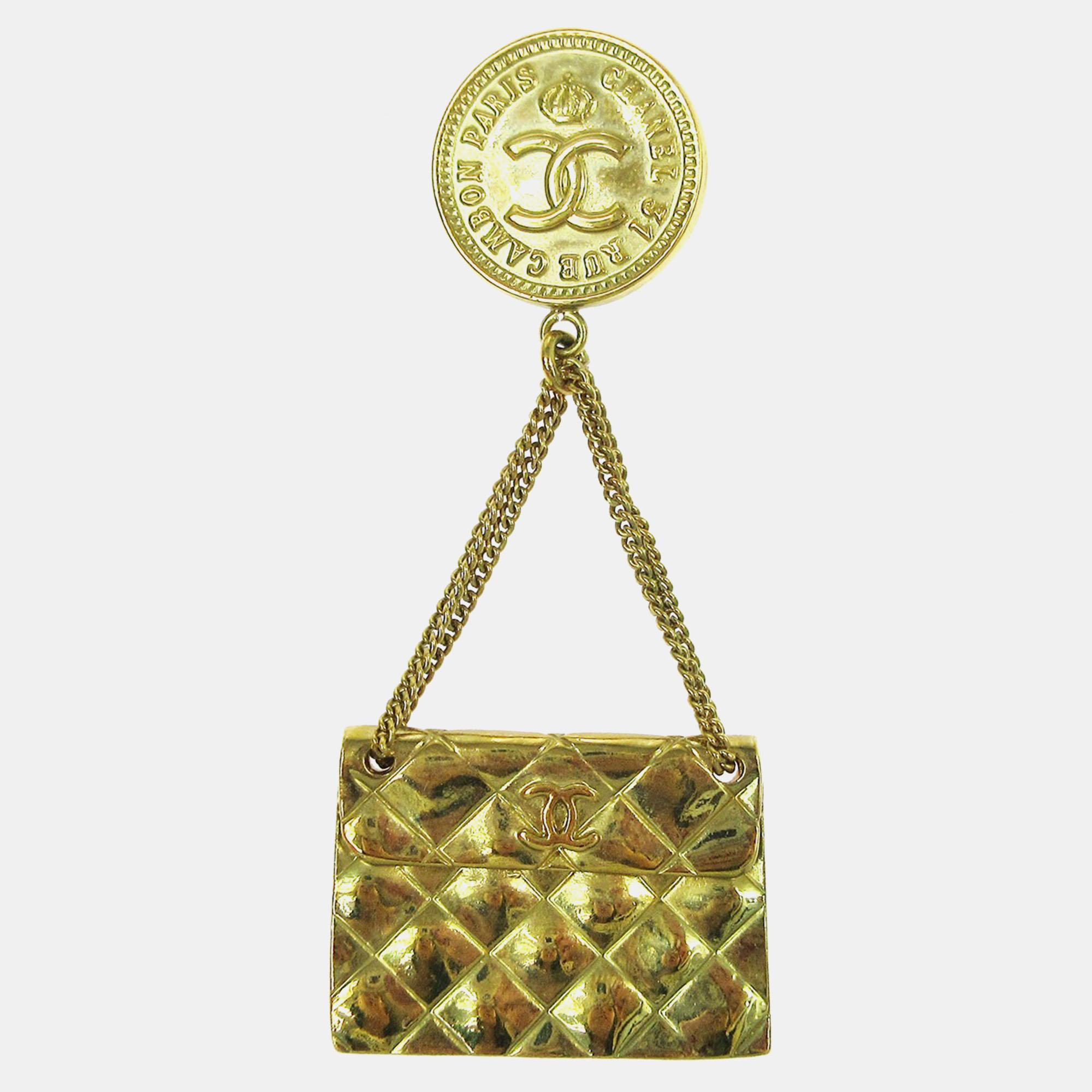 Pre-owned Chanel Bag Brooch Pin Gold