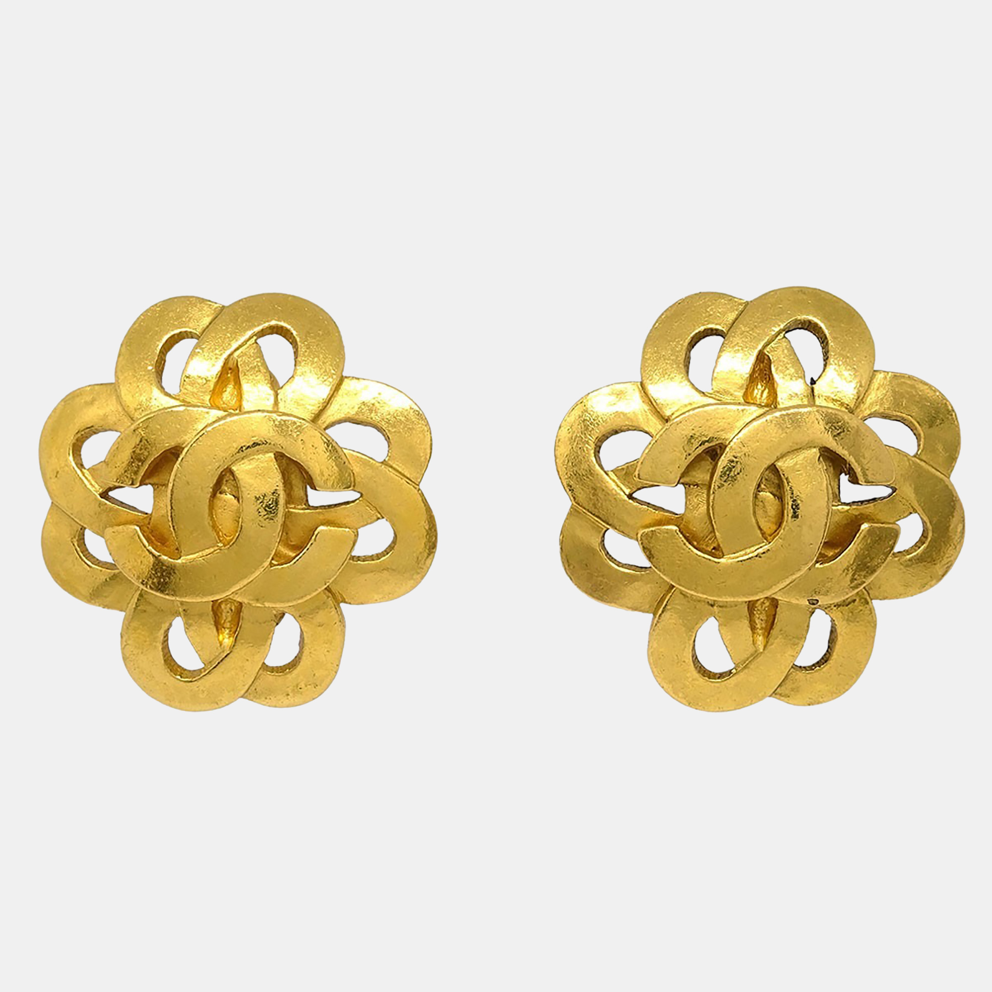 

Chanel Flower Earrings Clip-On Gold