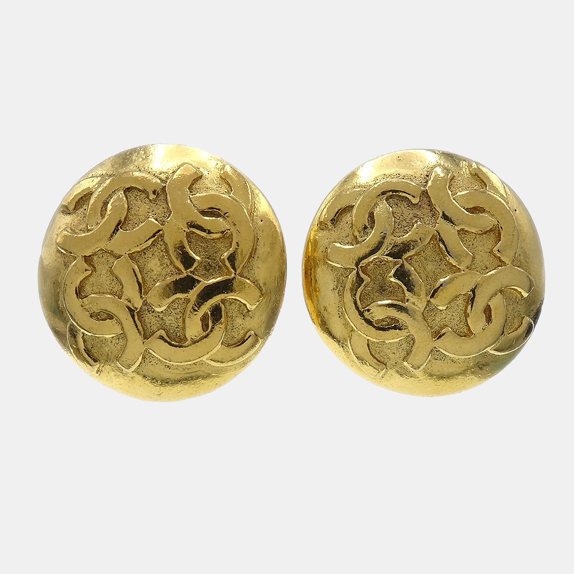 

Chanel Button Earrings Clip-On Gold