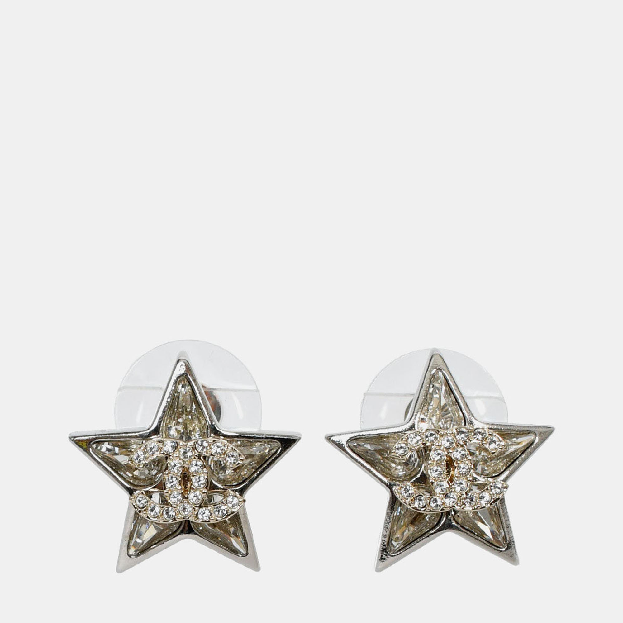 

Chanel 2023 Silver Toned Star CC Stud Earrings