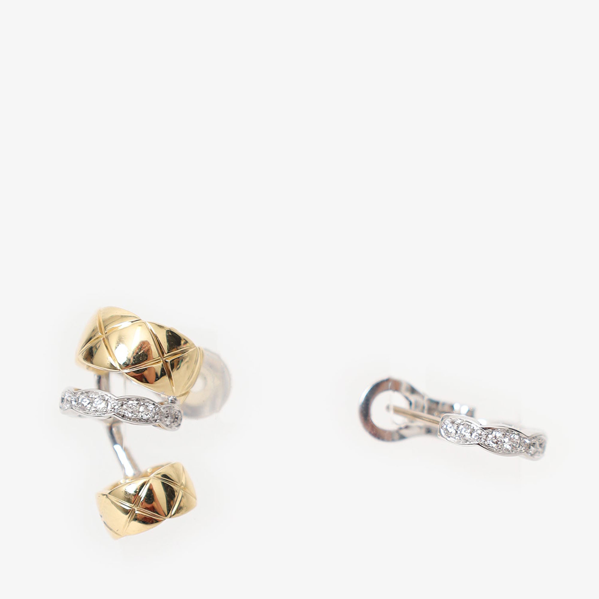 

Chanel 18K Gold Coco Crush Quilted Motif Earrings