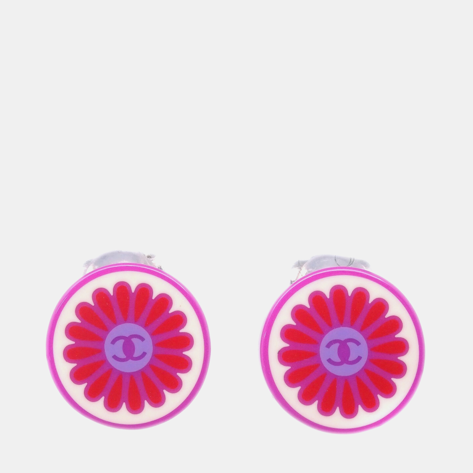 

Chanel Button Earrings Clip-On Pink