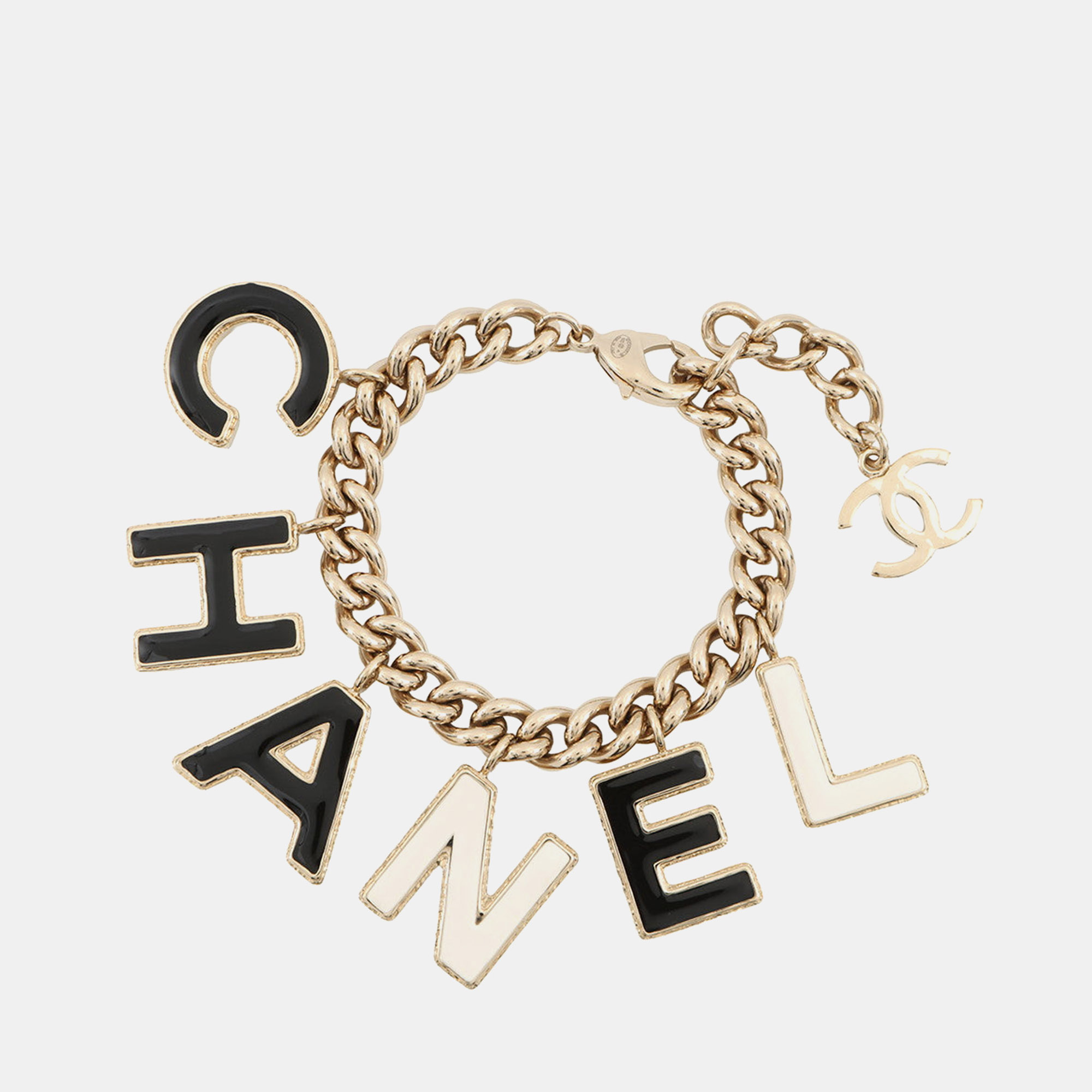

Chanel Logo Bracelet Gold/Black Gold Plated