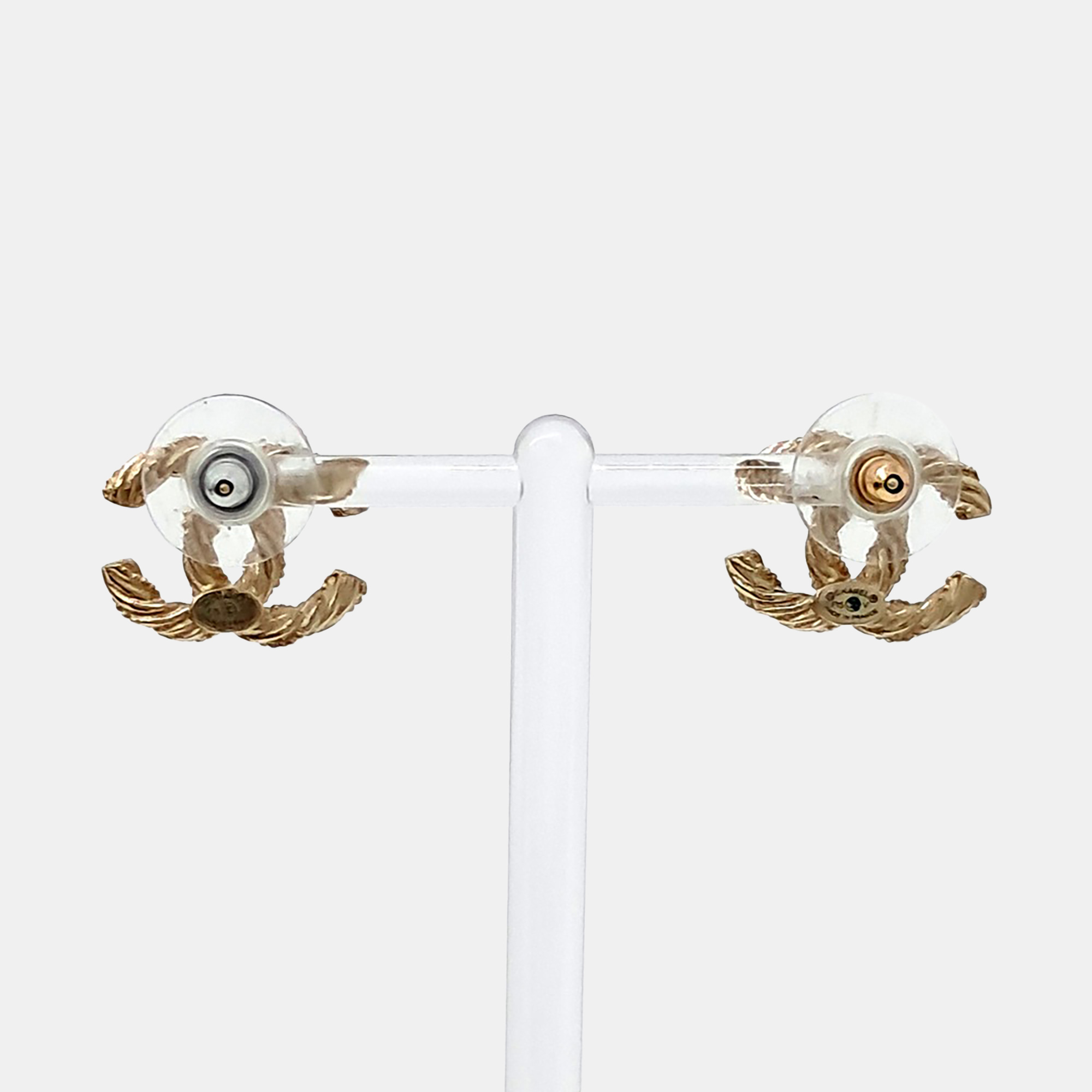 

Chanel Gold Plated Logo Earrings