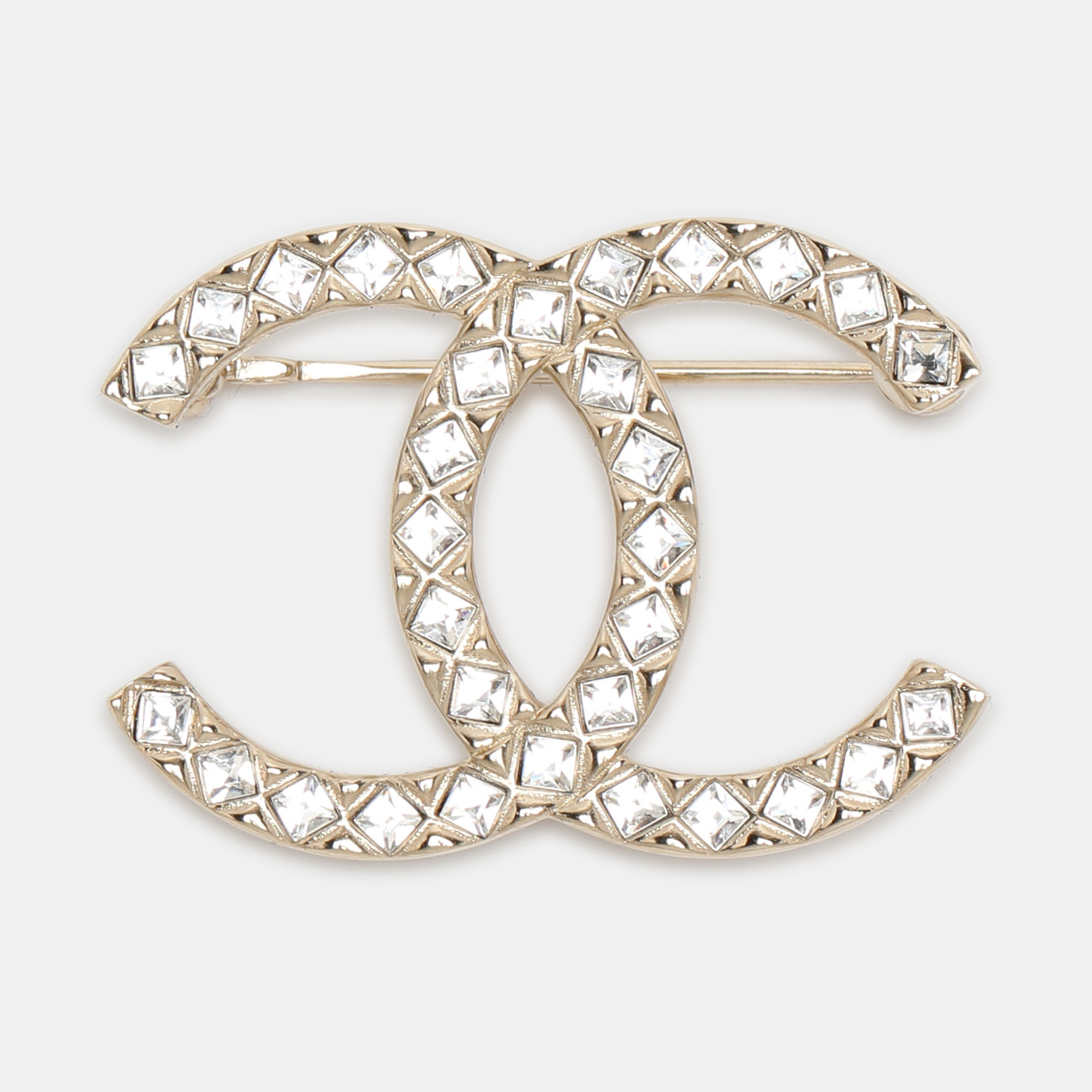 

Chanel CC Crystal Gold Tone Brooch