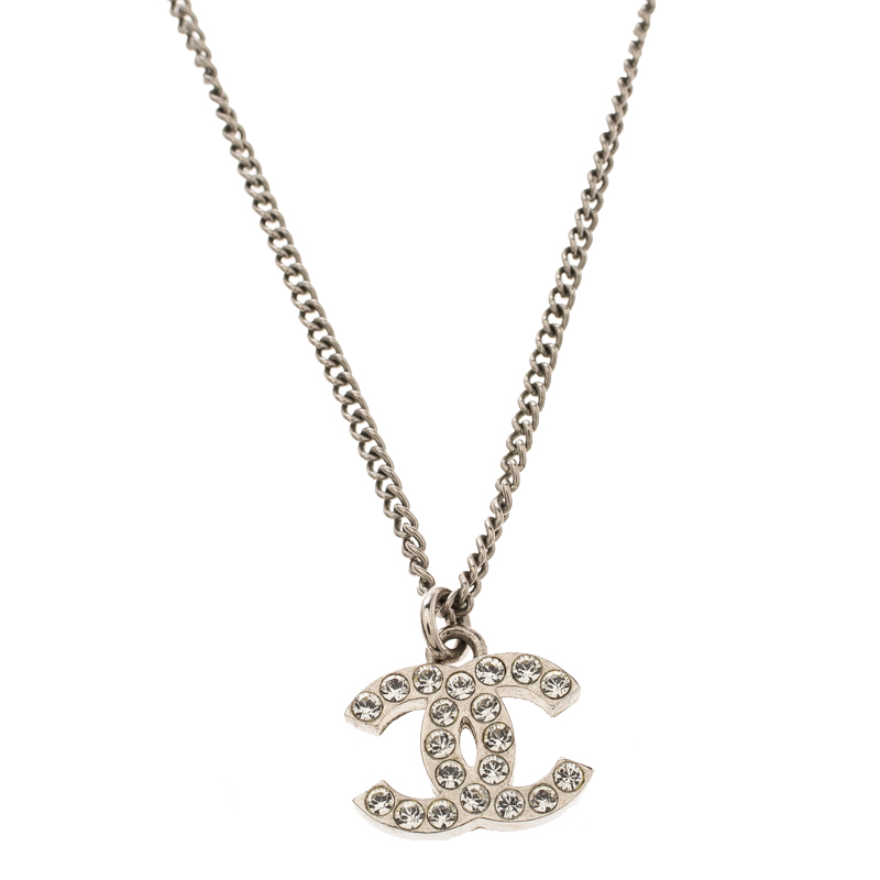 Chanel  Chanel Classic Double C Logo Crystal Necklace on Designer Wardrobe