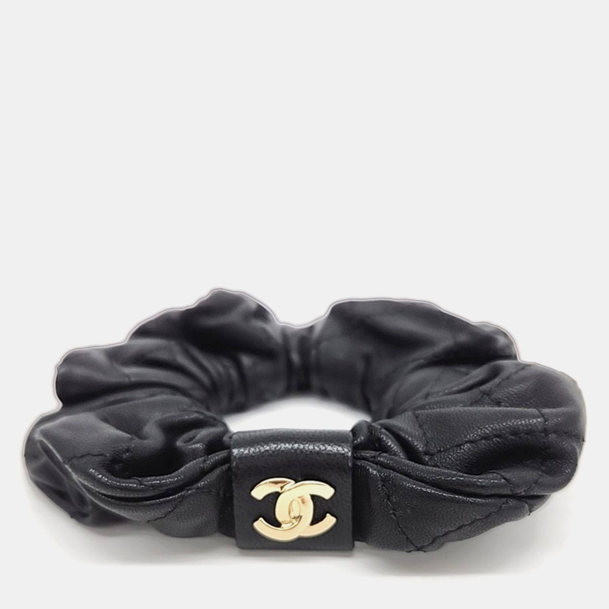 

Chanel leather hair scrunchie, Black
