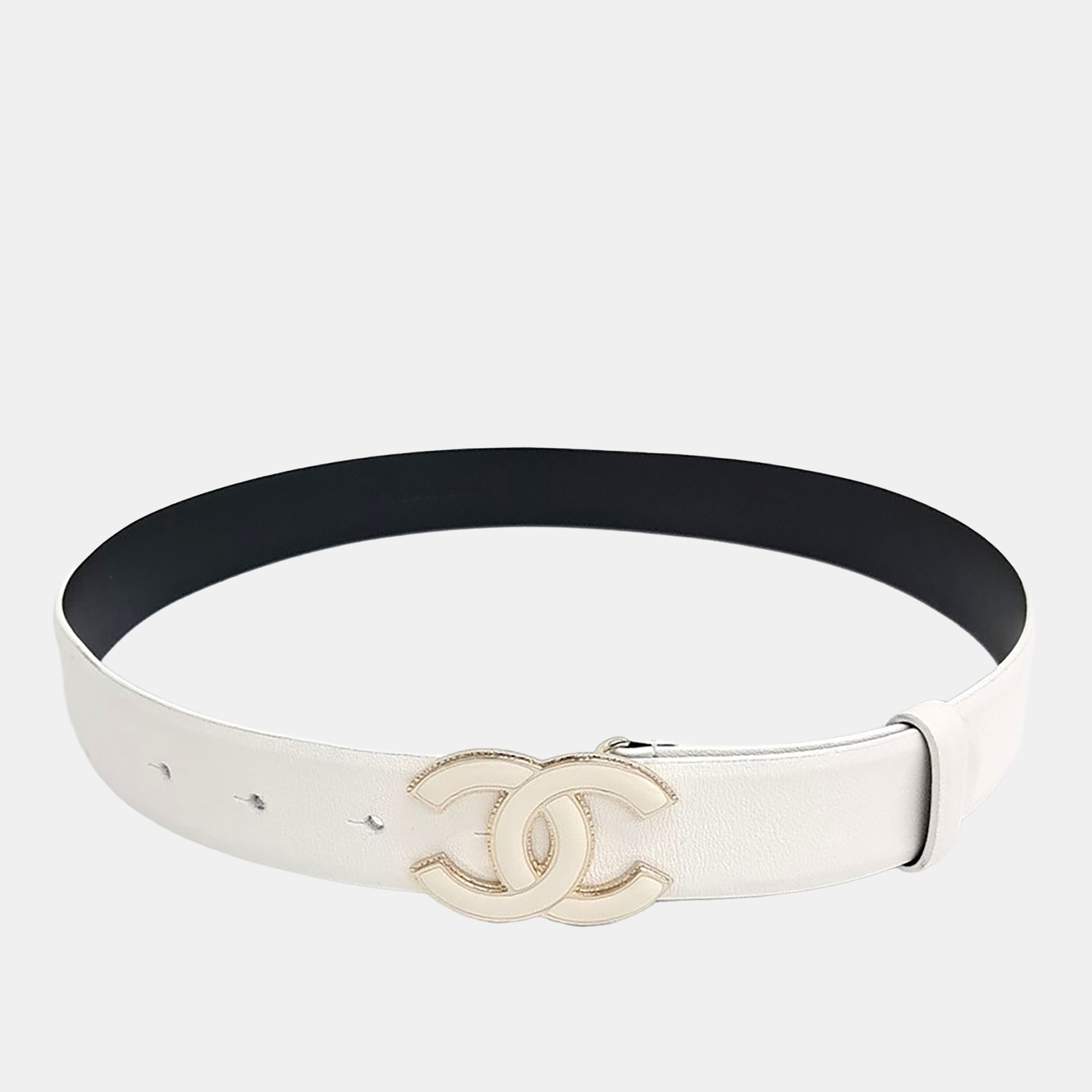 

Chanel logo belt, Cream
