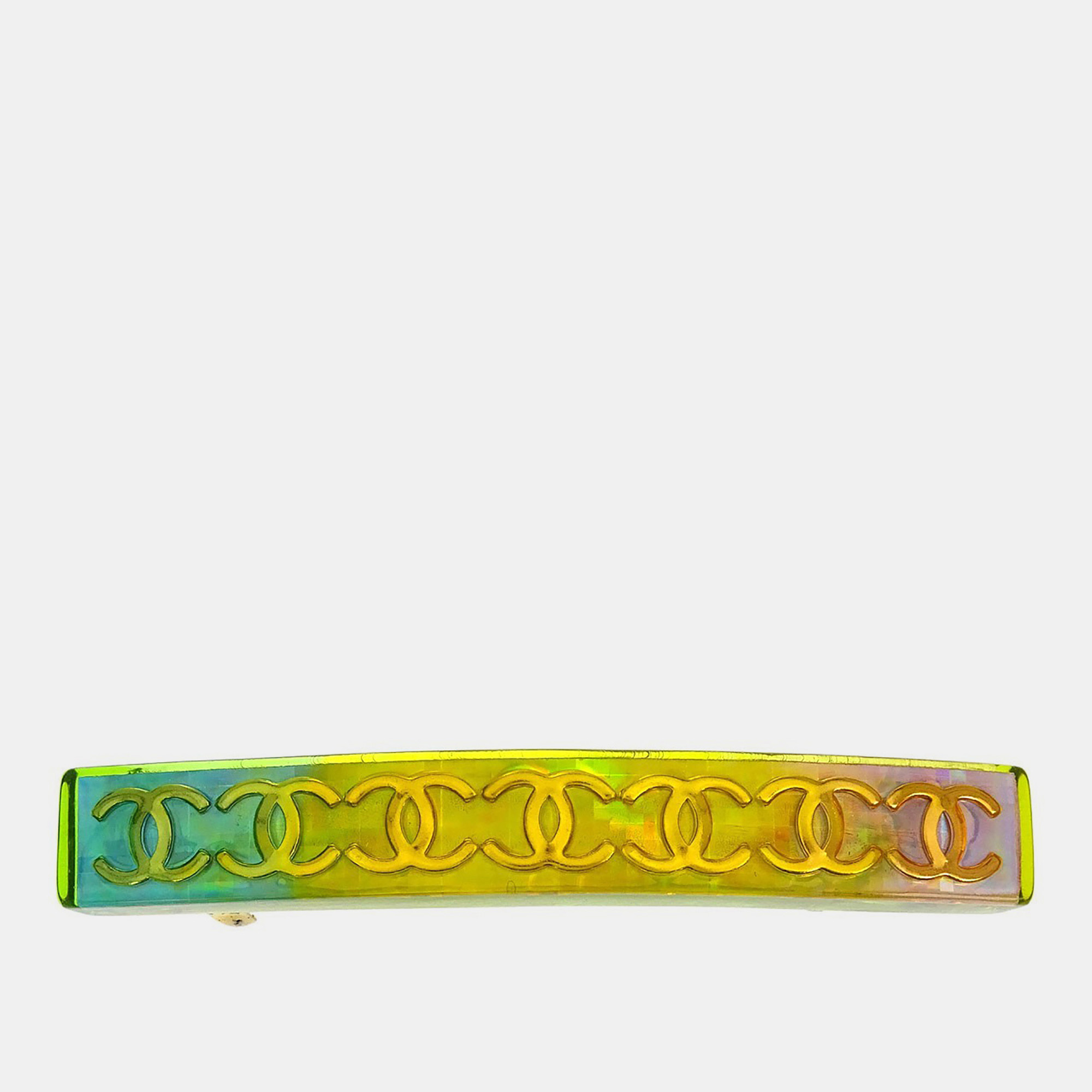 

Chanel Hair Clip Barrette Yellow Gold Acrylic, Green
